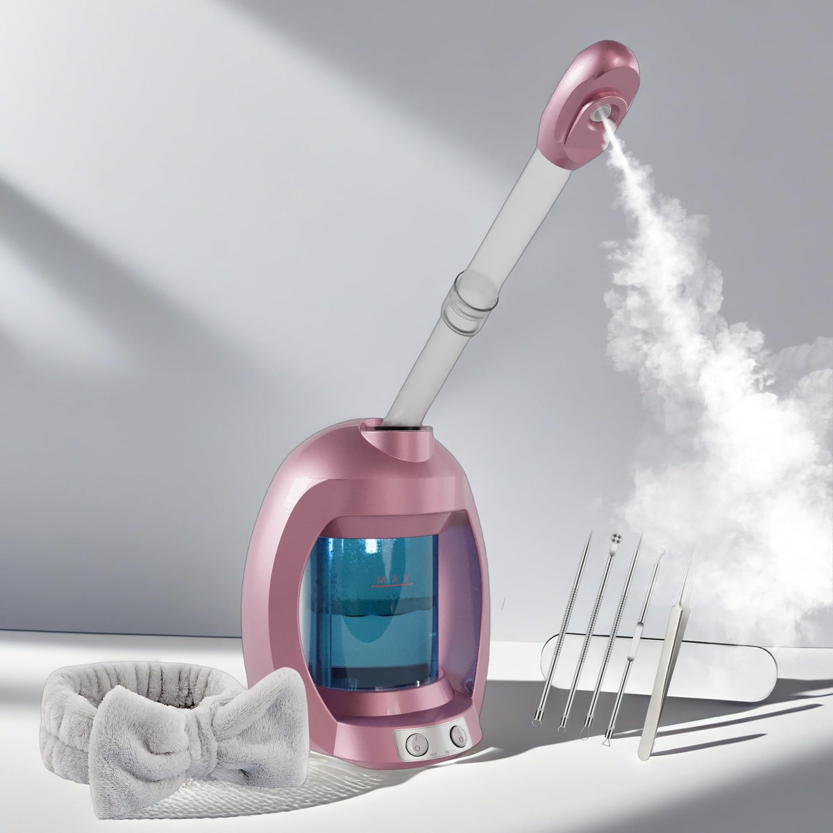 Vapeur visage Asiakarn au design rose pour hydrater en douceur.