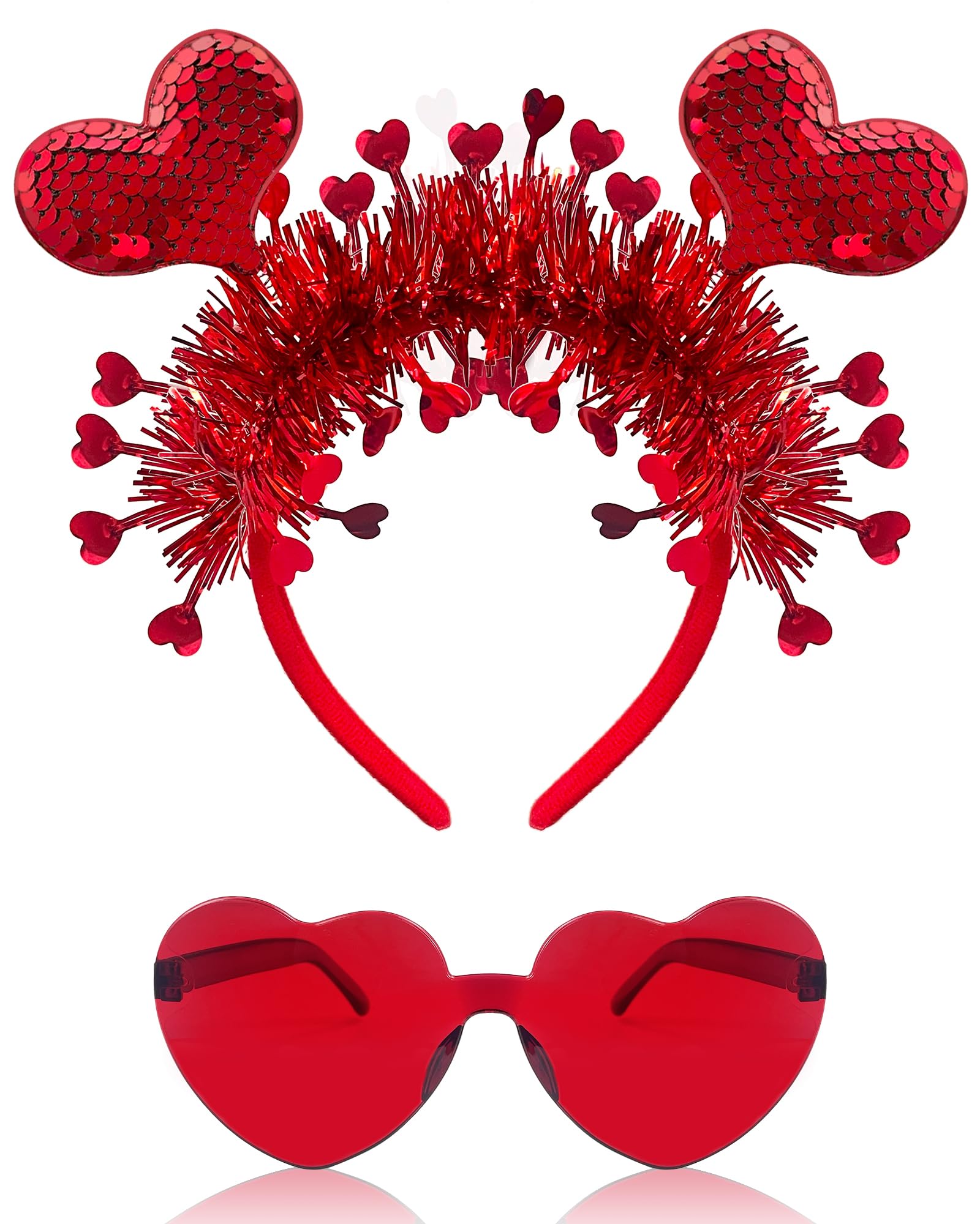 Asikkon bandeau cœur rouge, prêt pour une ambiance romantique.