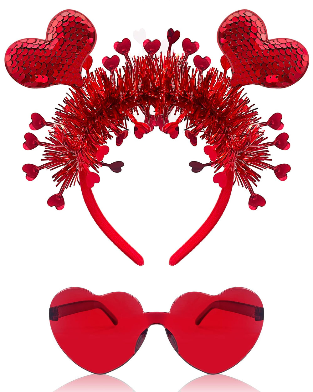 Asikkon bandeau cœur rouge, prêt pour une ambiance romantique.