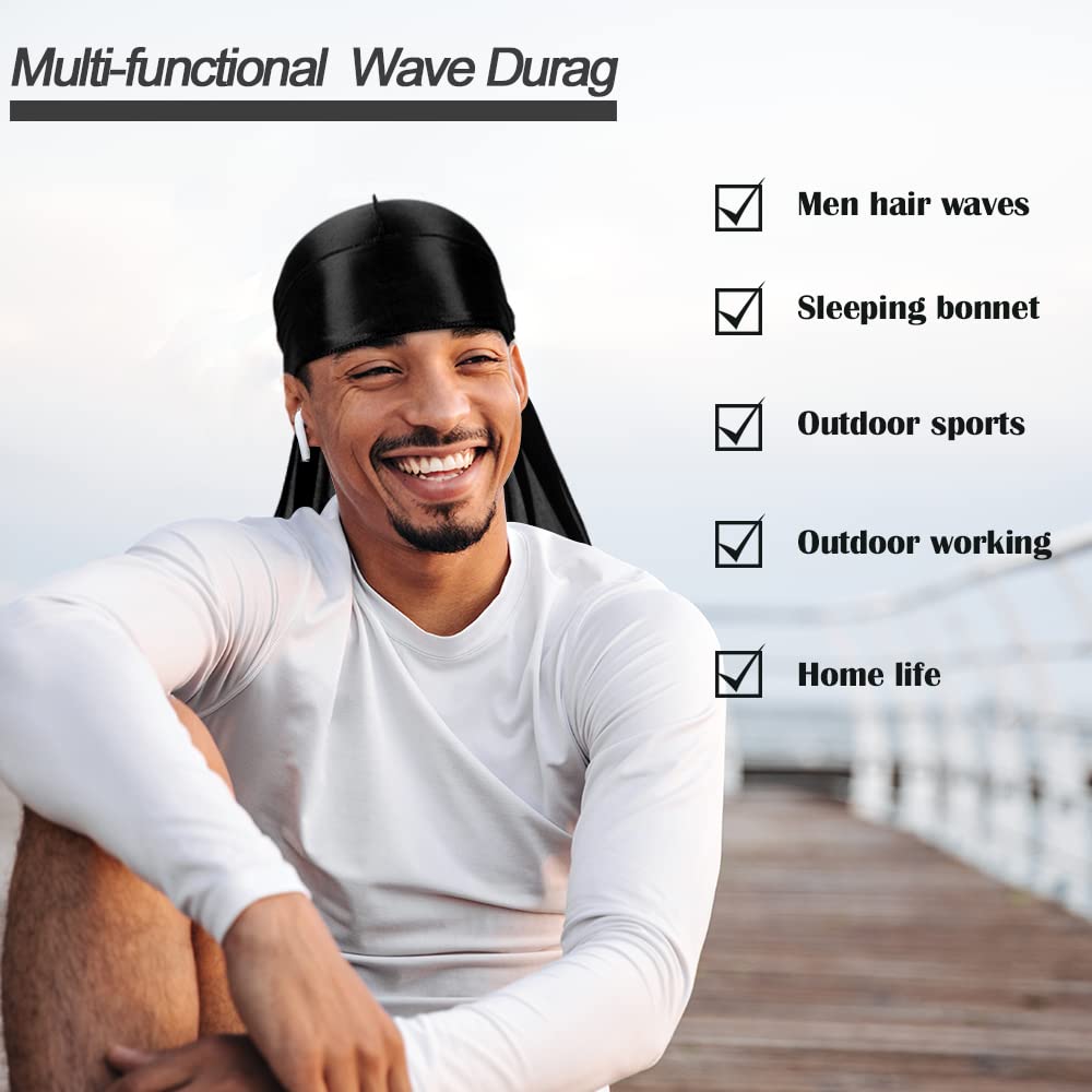 ASKNOTO durag queue longue bleu bébé pour maintien léger et respirant.