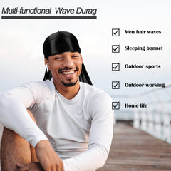 ASKNOTO durag queue longue bleu bébé pour maintien léger et respirant.