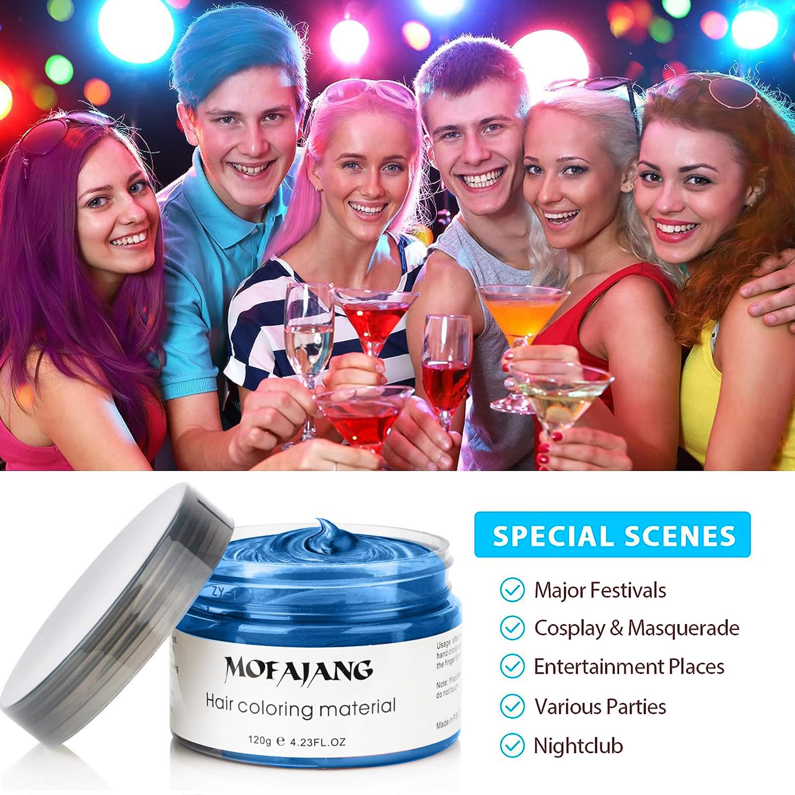 Asocrew couleur temporaire lavable à l’eau avec shampoing doux.