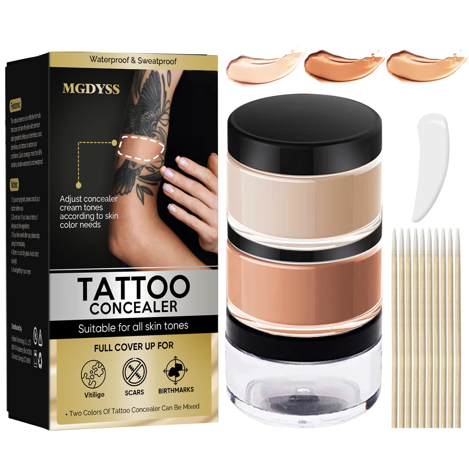 Asomooh correcteur tatouage: bouteille mélange, camouflage précis pour peaux variées