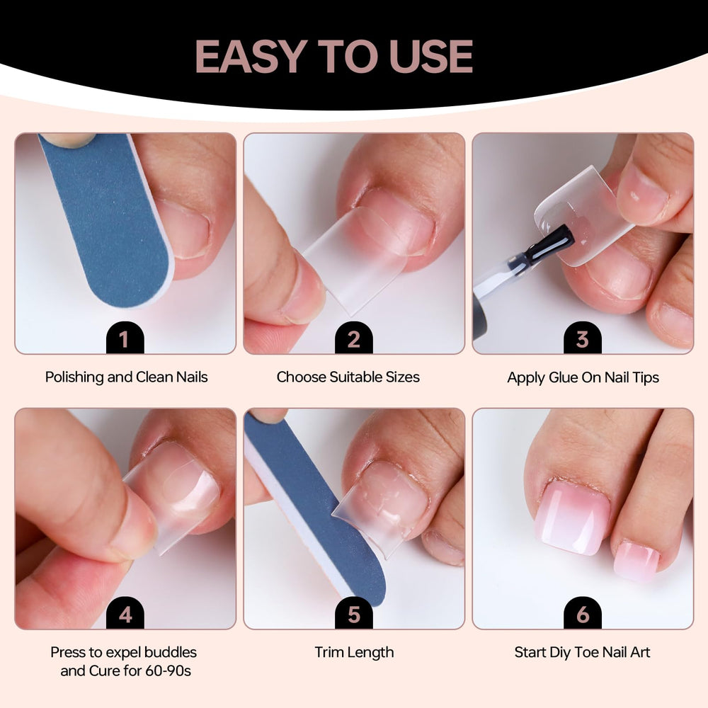 ASONRL tips d’orteils : pose plein-ongle dissimulant les imperfections.