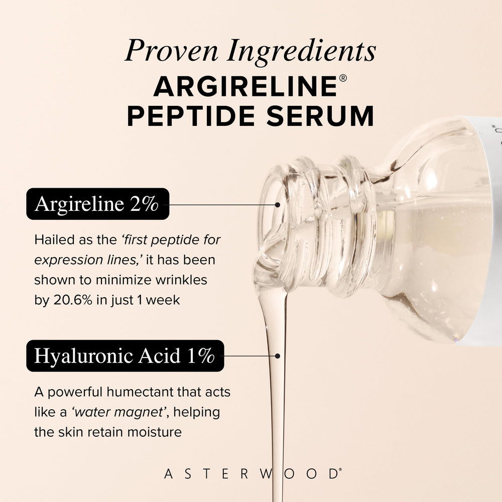 Application sur le visage du sérum Argireline Asterwood, confort immédiat