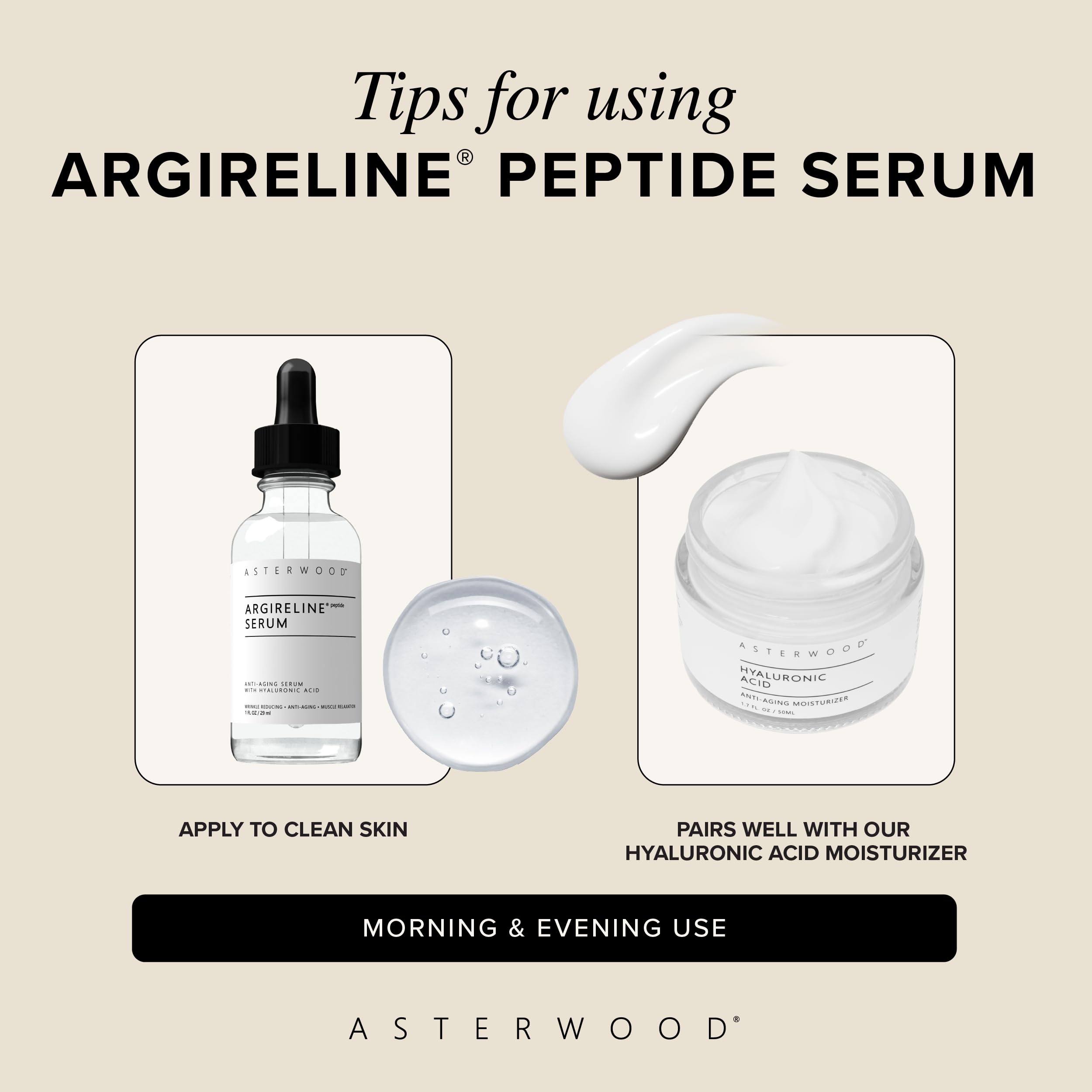 Sérum Argireline Asterwood sans parfum pour peau sensible