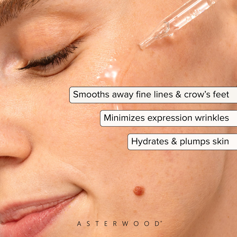 Texture satinée du sérum Argireline Asterwood prête pour l'application