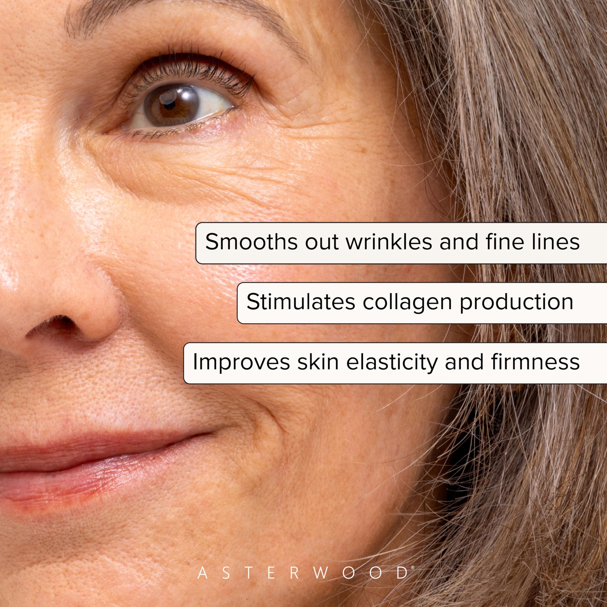 Pipette gouttes Bakuchiol Asterwood, application précise et douce sur le visage.