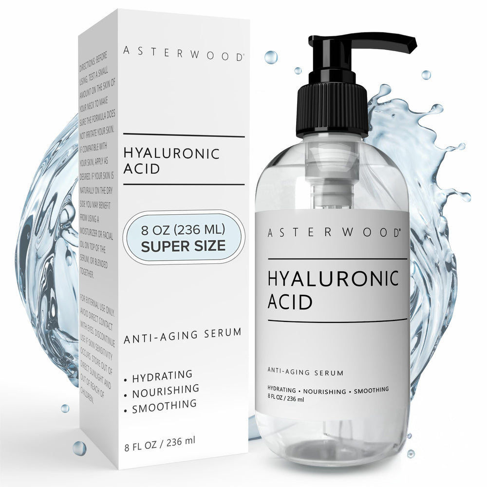 Sérum Asterwood et bouteille: hydratation durable pour le visage.