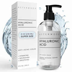 Sérum Asterwood et bouteille: hydratation durable pour le visage.