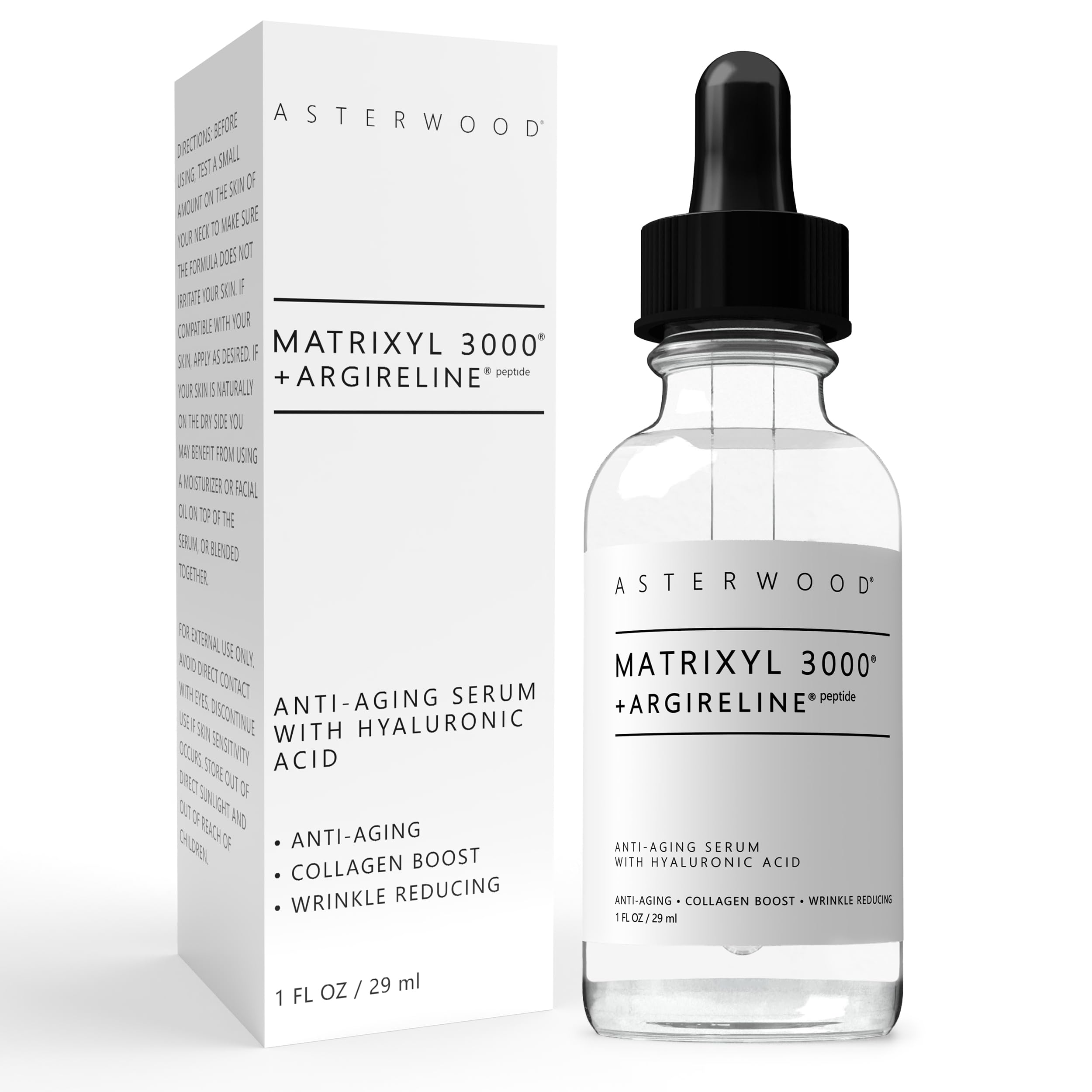 Sérum Asterwood Matrixyl 3000 + Argireline dans la bouteille, absorption rapide