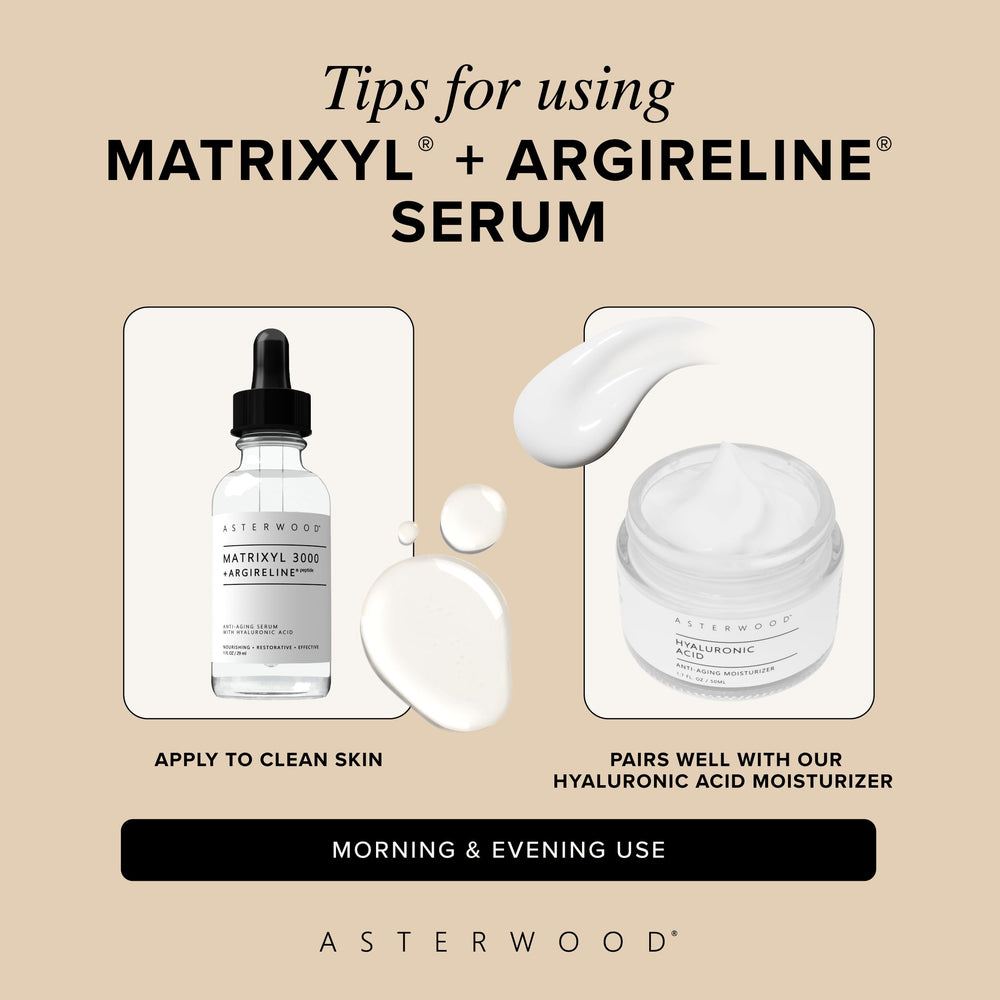 Rituel quotidien de soin avec Asterwood Matrixyl 3000 + Argireline