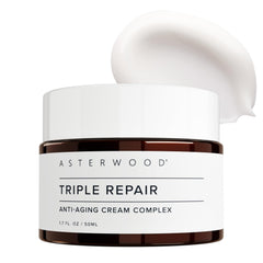 Asterwood Triple Repair cream jar delivering rich overnight hydration.