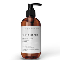 Sérum Asterwood Triple Repair, flacon-pompe: hydratation pratique pour routine quotidienne.