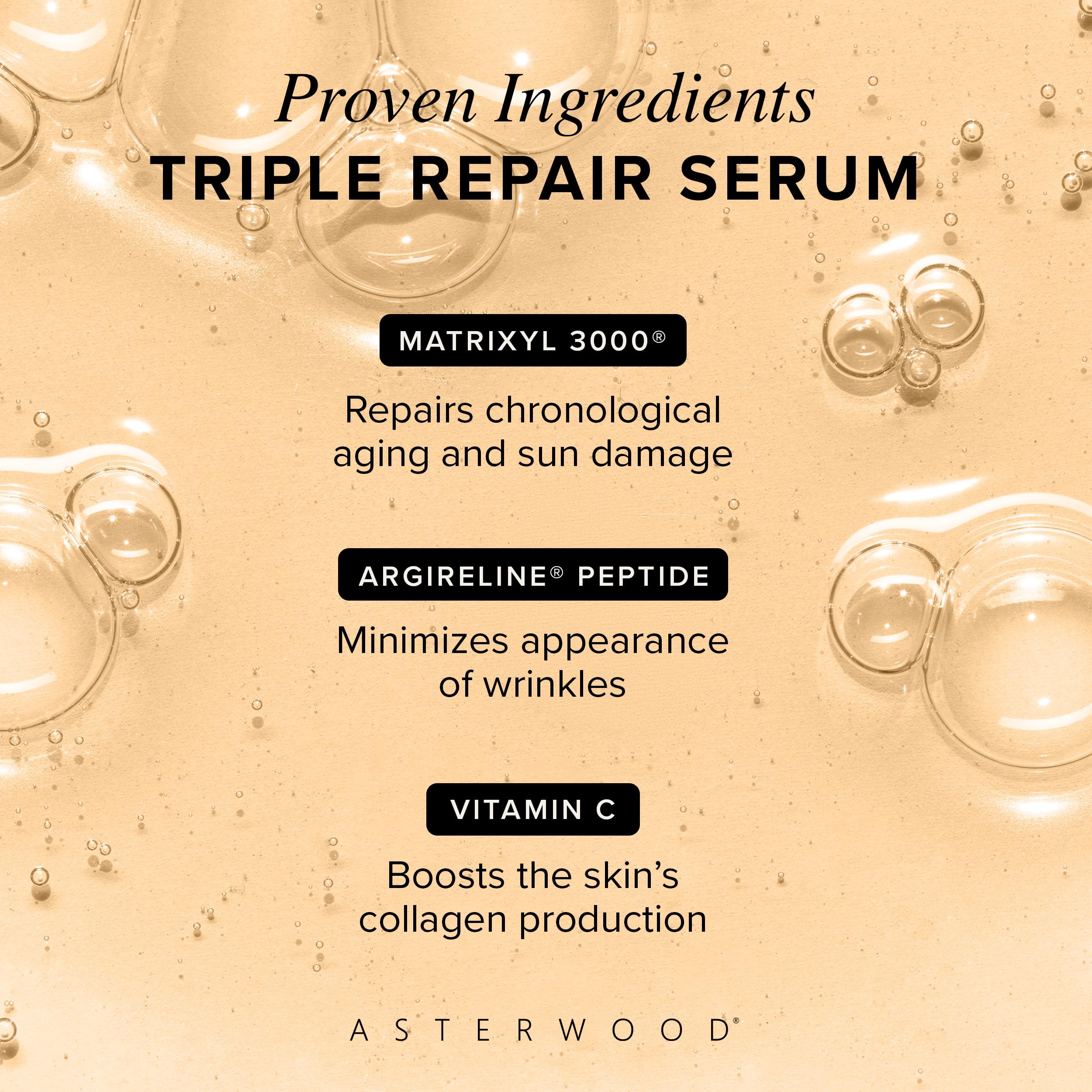 Silky texture swatch of Asterwood Serum ready to absorb into skin.