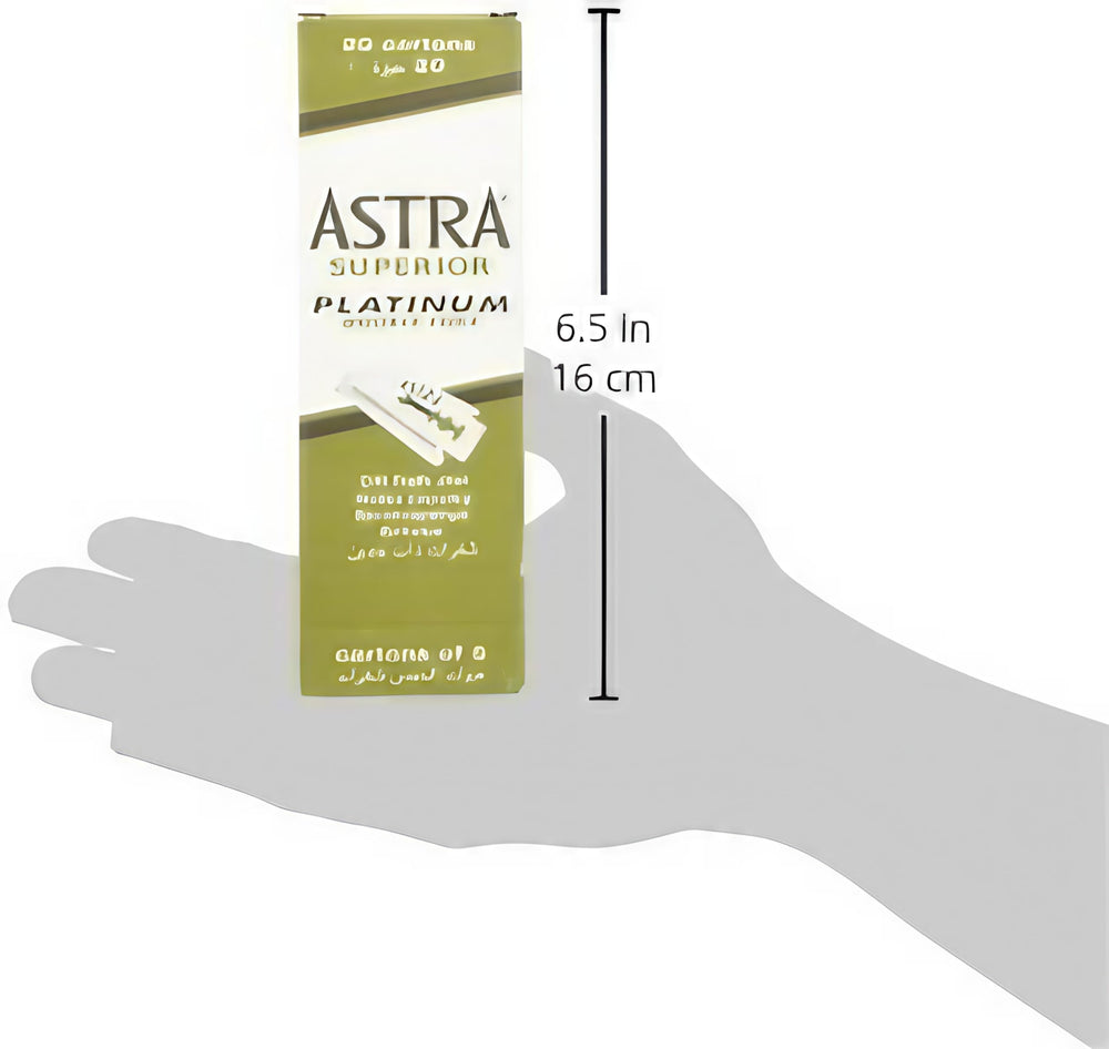 Lames Astra Platinum à double tranchant pour un usage quotidien, coupe nette et durable.