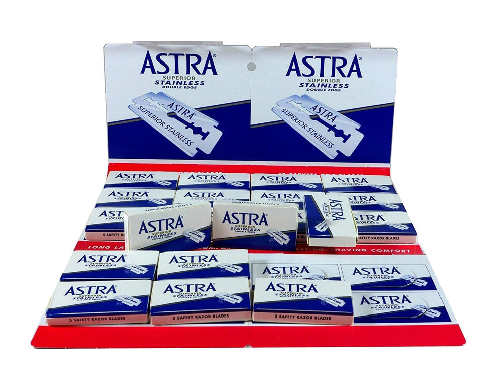 Astra lames bleues, affichage carton, remplacement rapide