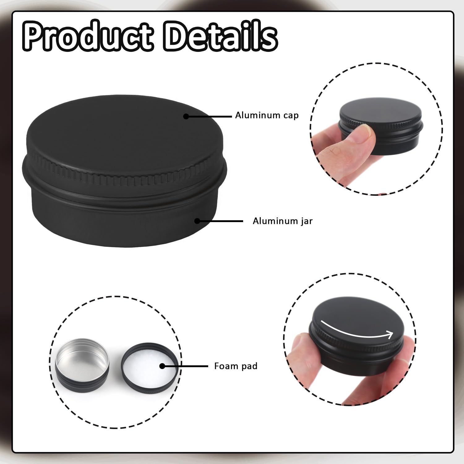 ASUNFO conteneur compact en aluminium, étui portable pour baume et crèmes.