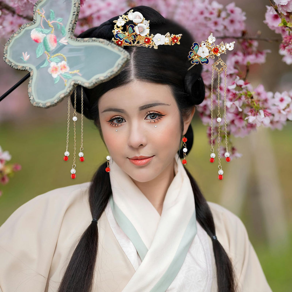 Aswewamt baton-cheveux-papillon-tassel-cristal, détail scintillant pour occasion spéciale.