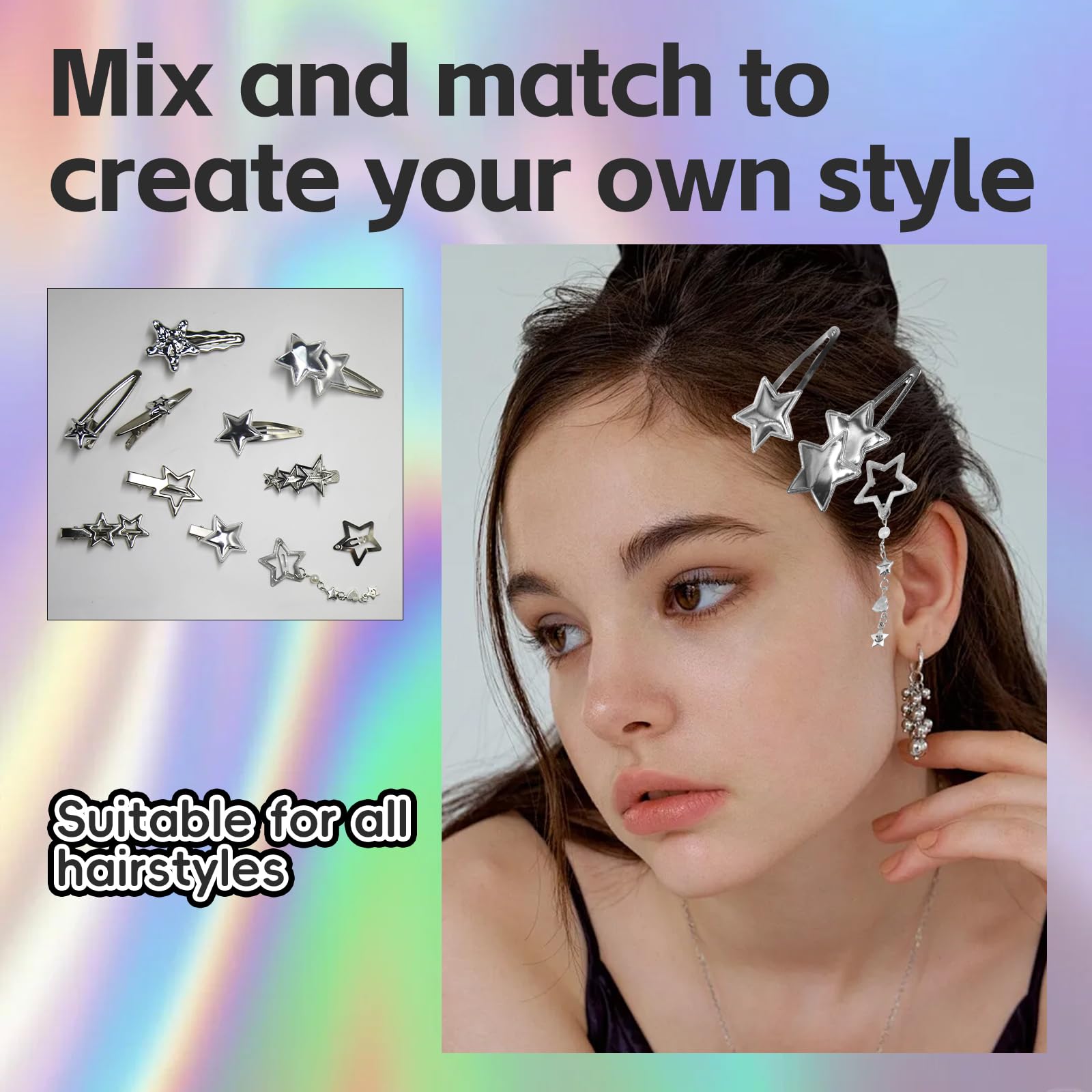 ATCCPYDM accessoires cheveux etoile argent annees2000 – look tendance