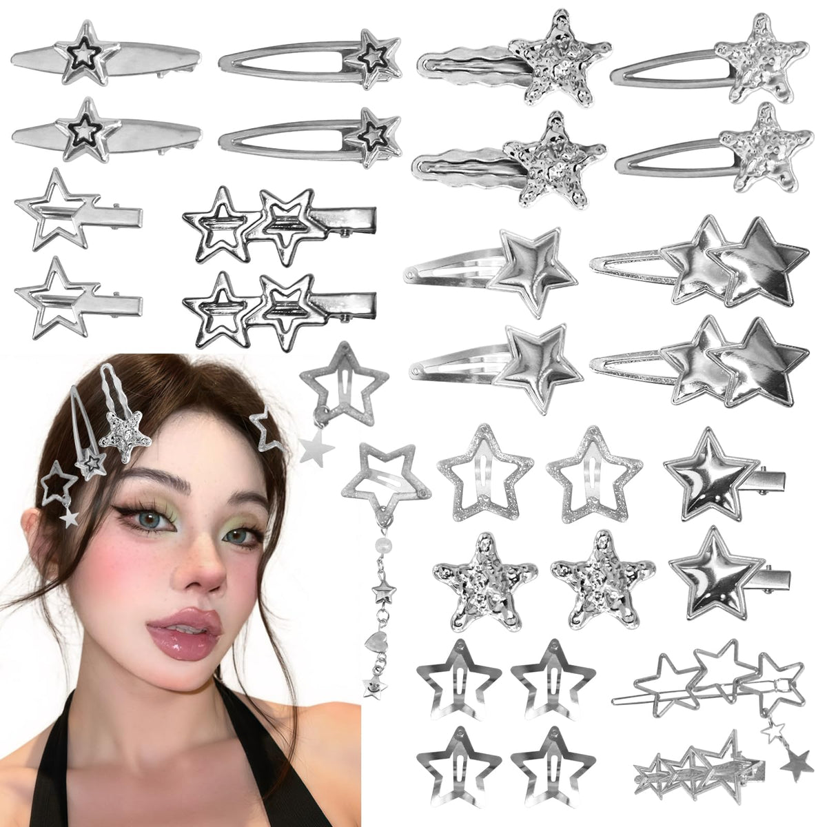ATCCPYDM broches cheveux etoile argent 30-pièces – pour varier les styles quotidiens