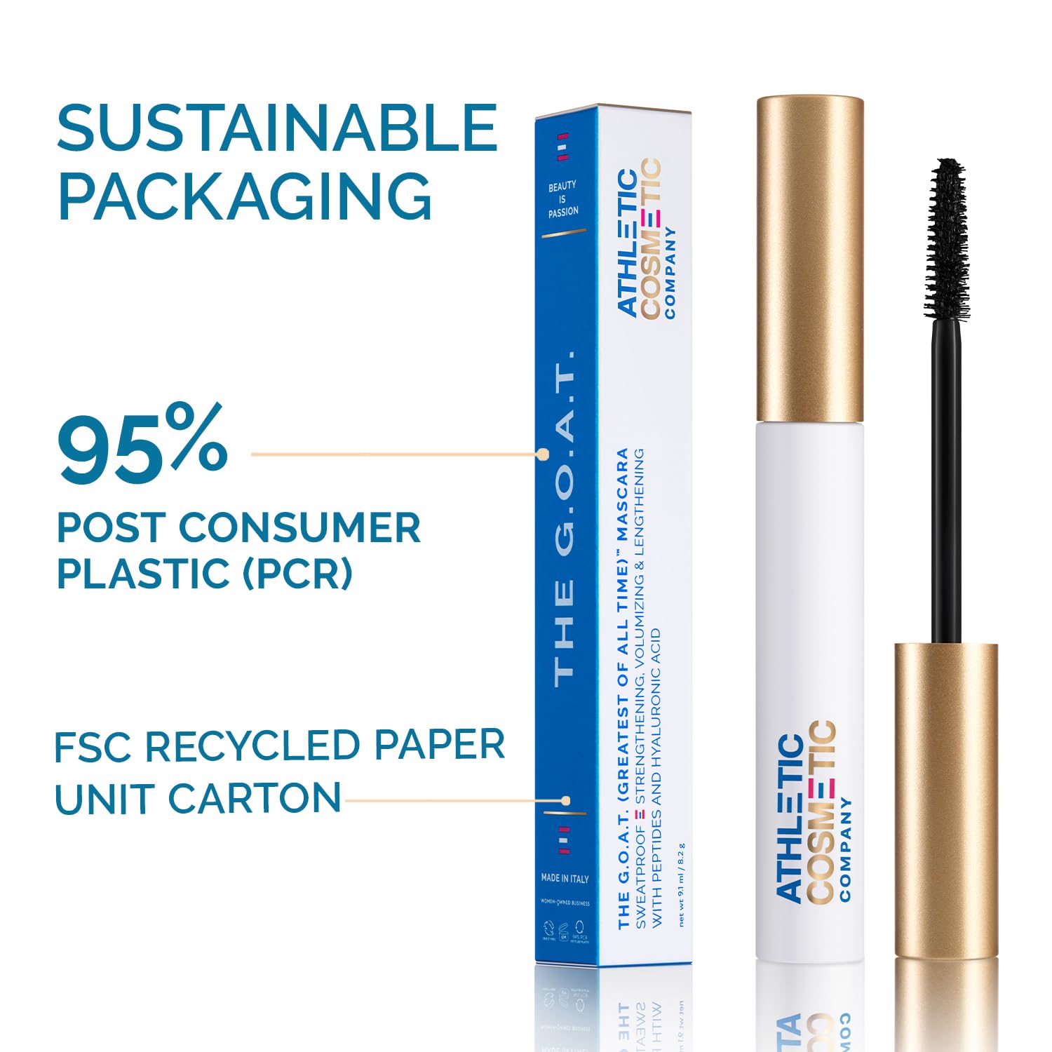 The G.O.A.T Mascara, brosse primée pour une application maîtrisée et sans paquets.