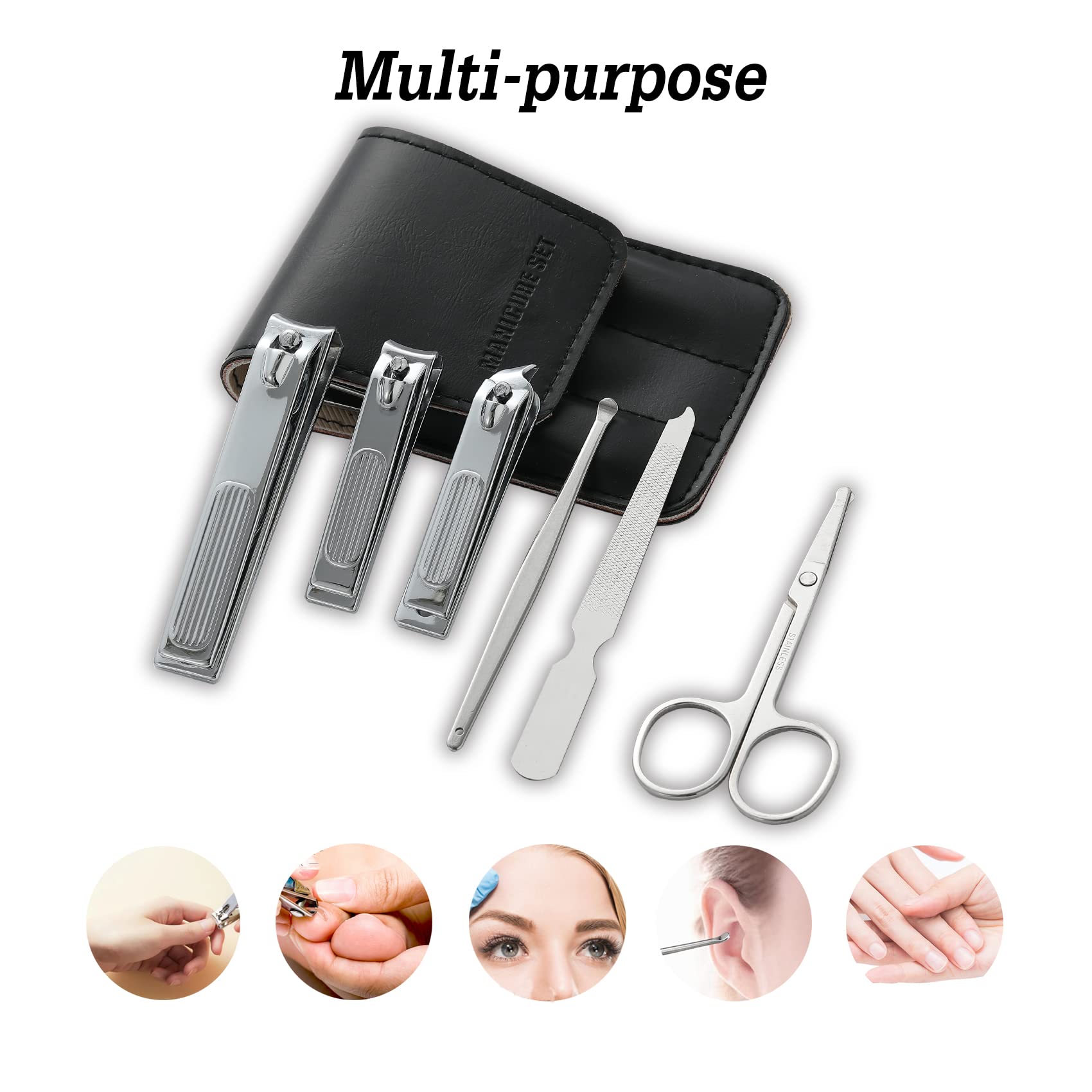 Clip d'ongles en inox noir Atimier, précision et durabilité pour usage quotidien.