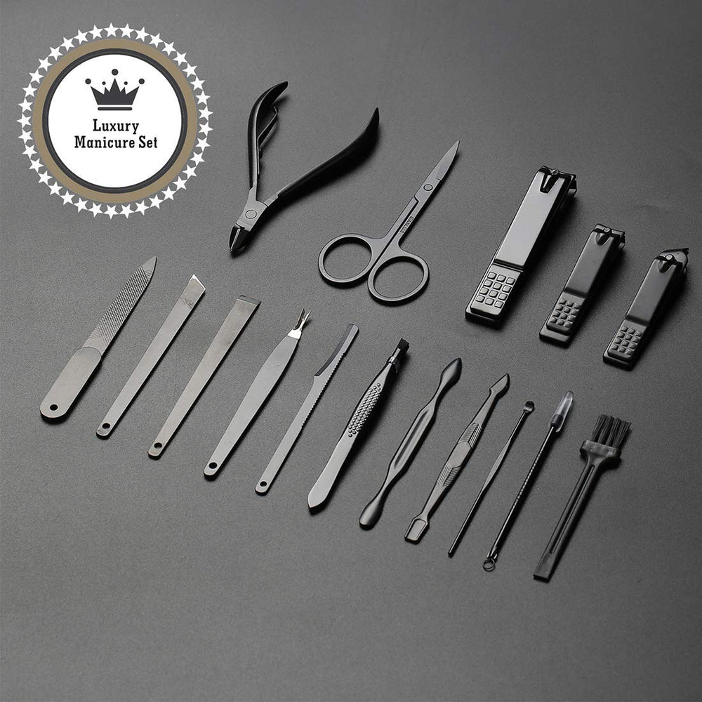 Outils de manucure Atimier en acier inoxydable, kit complet de 16 pièces.