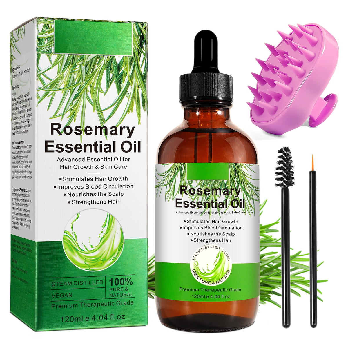 L'huile de romarin ATOANY pur pour les cheveux offre hydratation et brillance naturelles.
