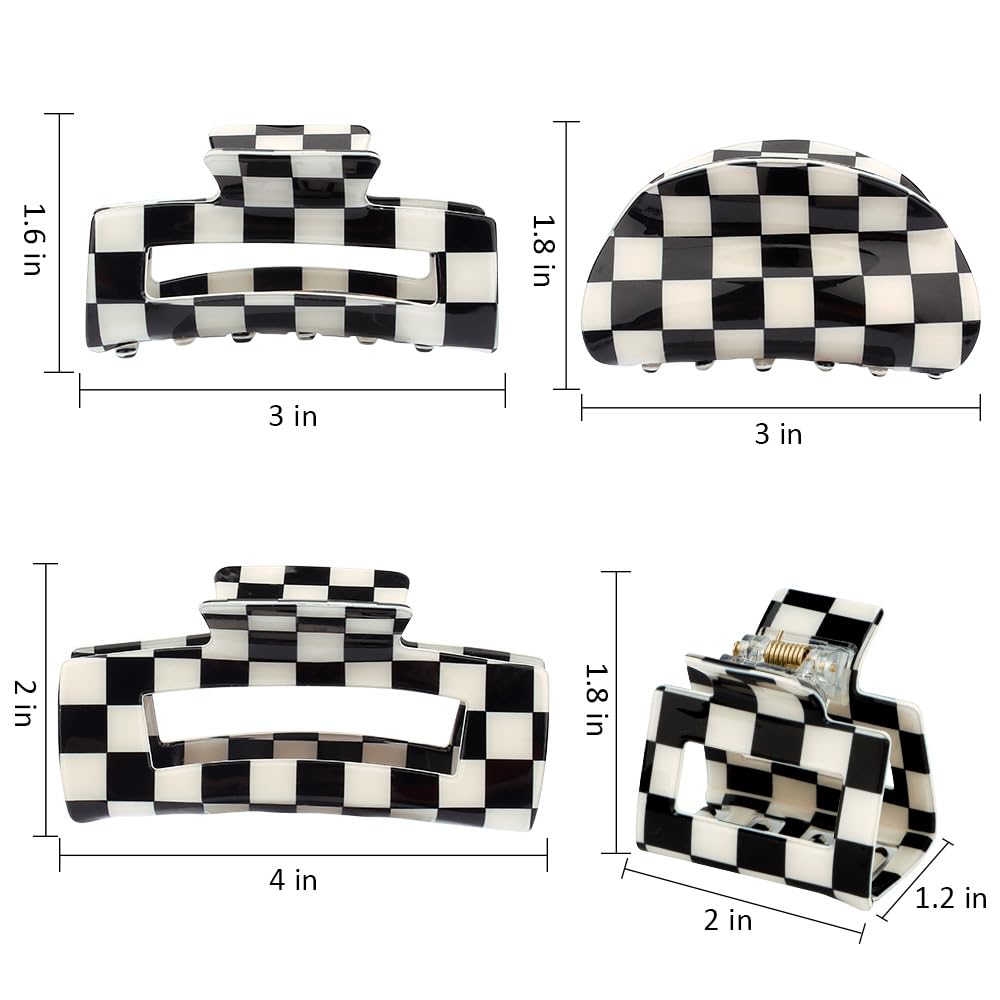 Atoden accessoires cheveux carreaux multi-tailles noir-blanc pour tous volumes.