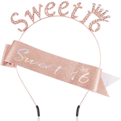 Atoden bandeau princesse rose doré pour photos d’anniversaire seize ans