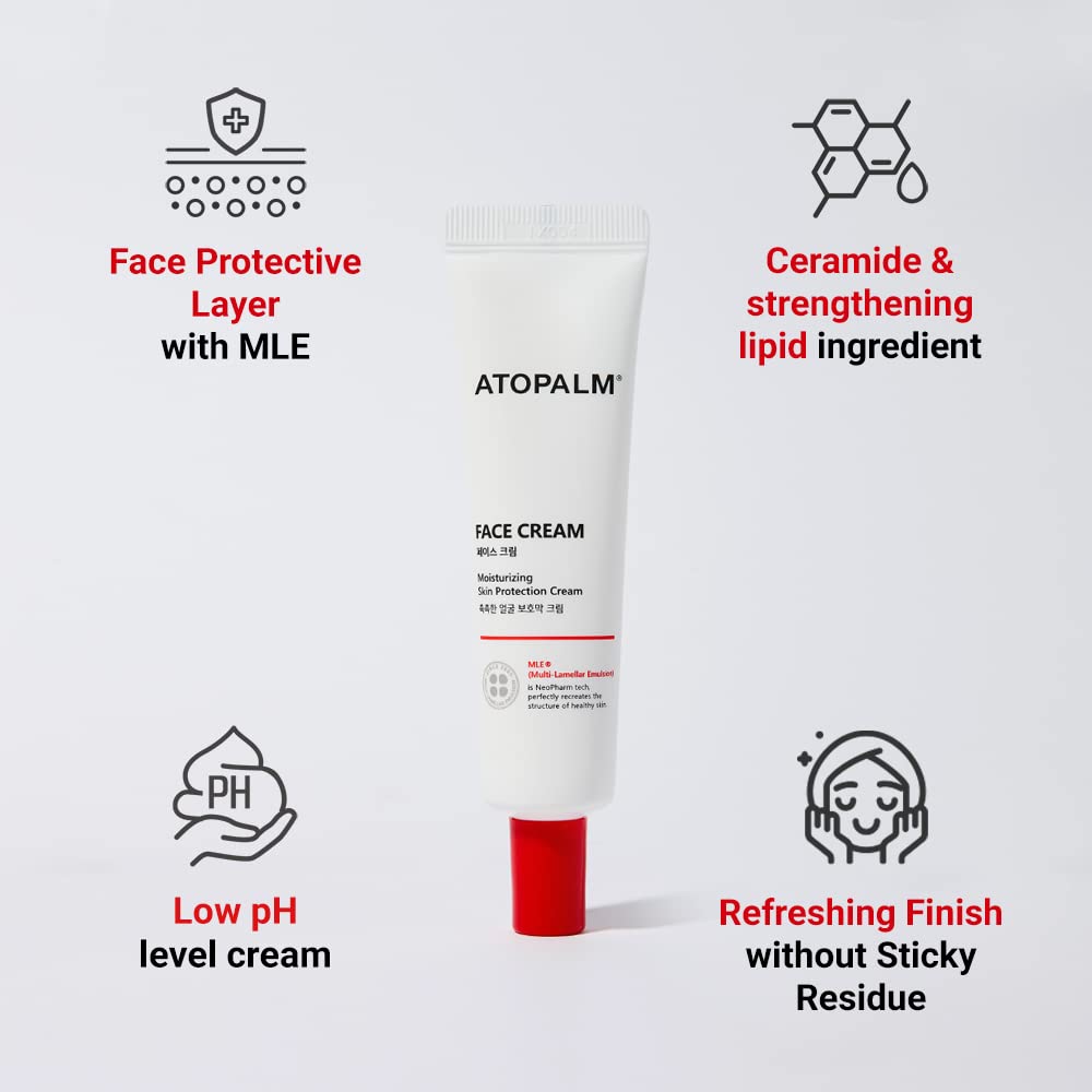 ATOPALM appliquer-creme-visage : texture légère pénètre rapidement sans gras.