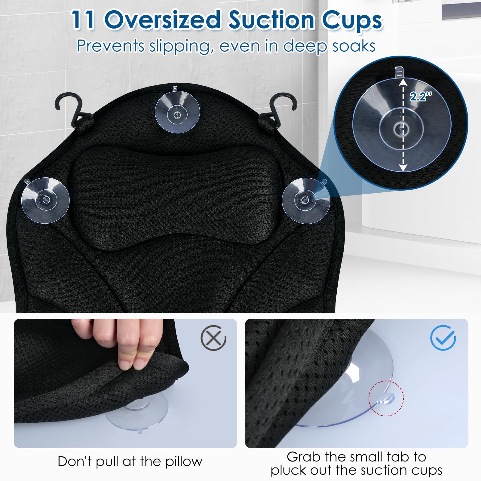 Atsuwell attaches doubles pour sécher et ranger facilement le coussin bain.