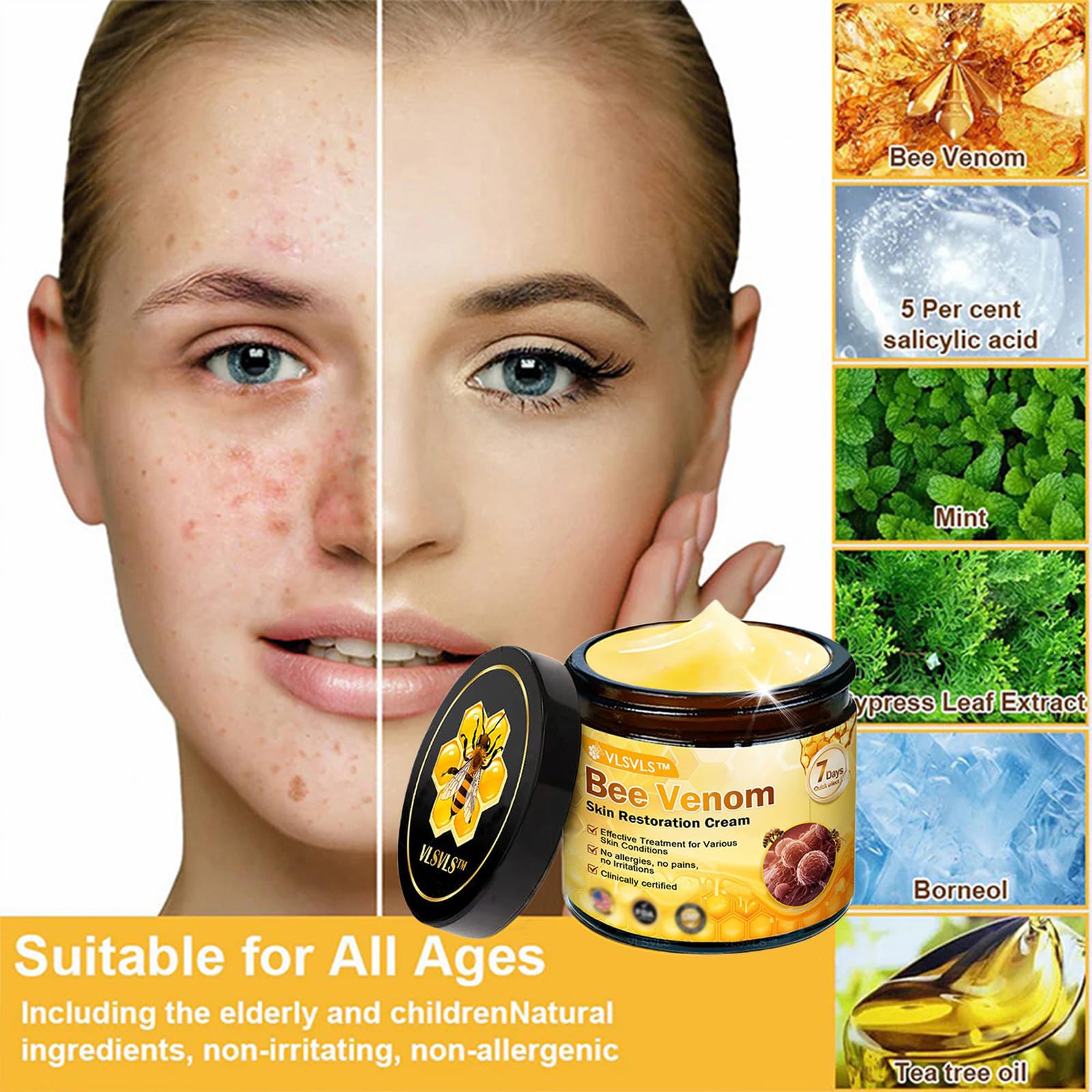 ATTDX Venin d'Abeille Crème – application légère sur le visage pour hydrater.