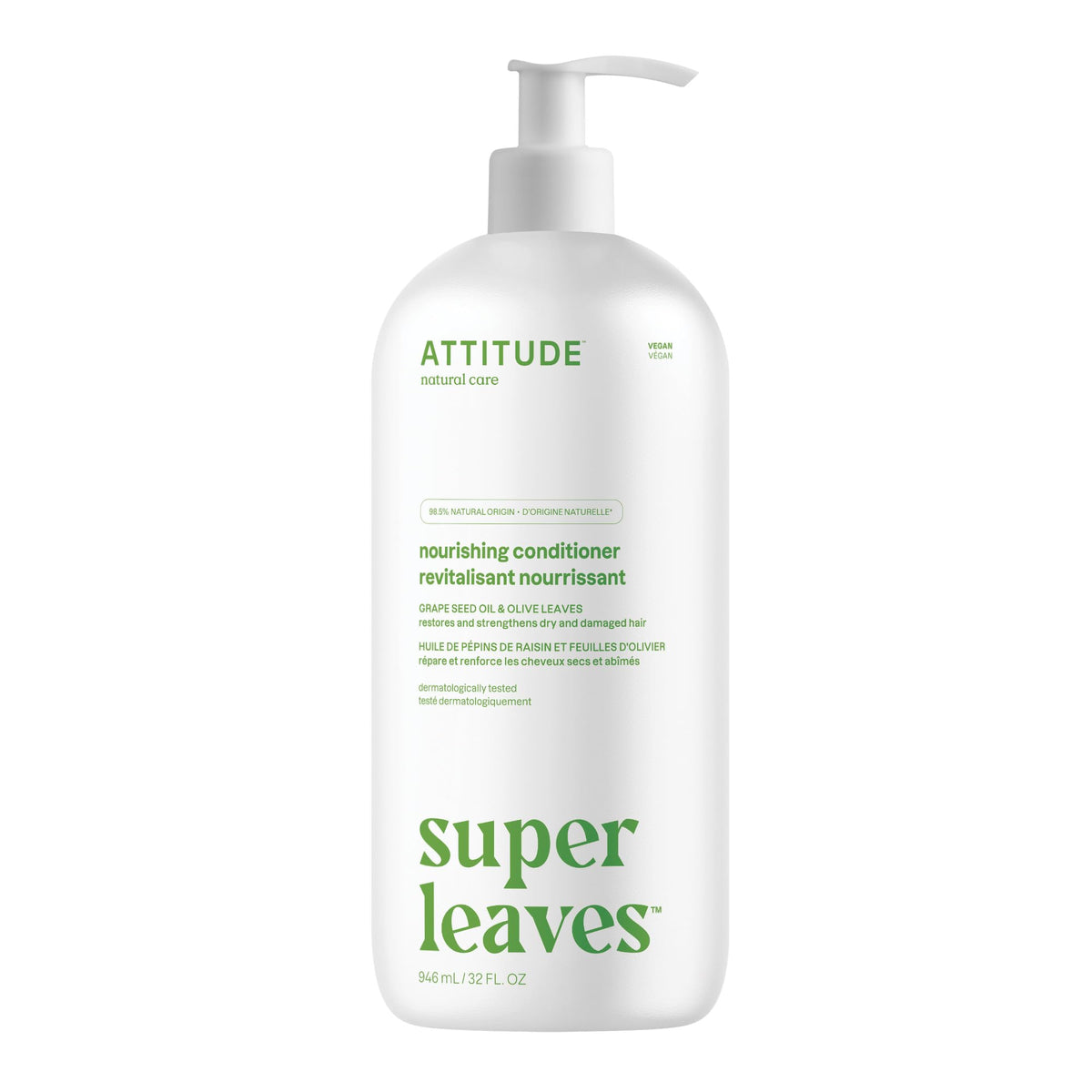 ATTITUDE après-shampoing nourrissant, bouteille, hydrate et démêle en douceur