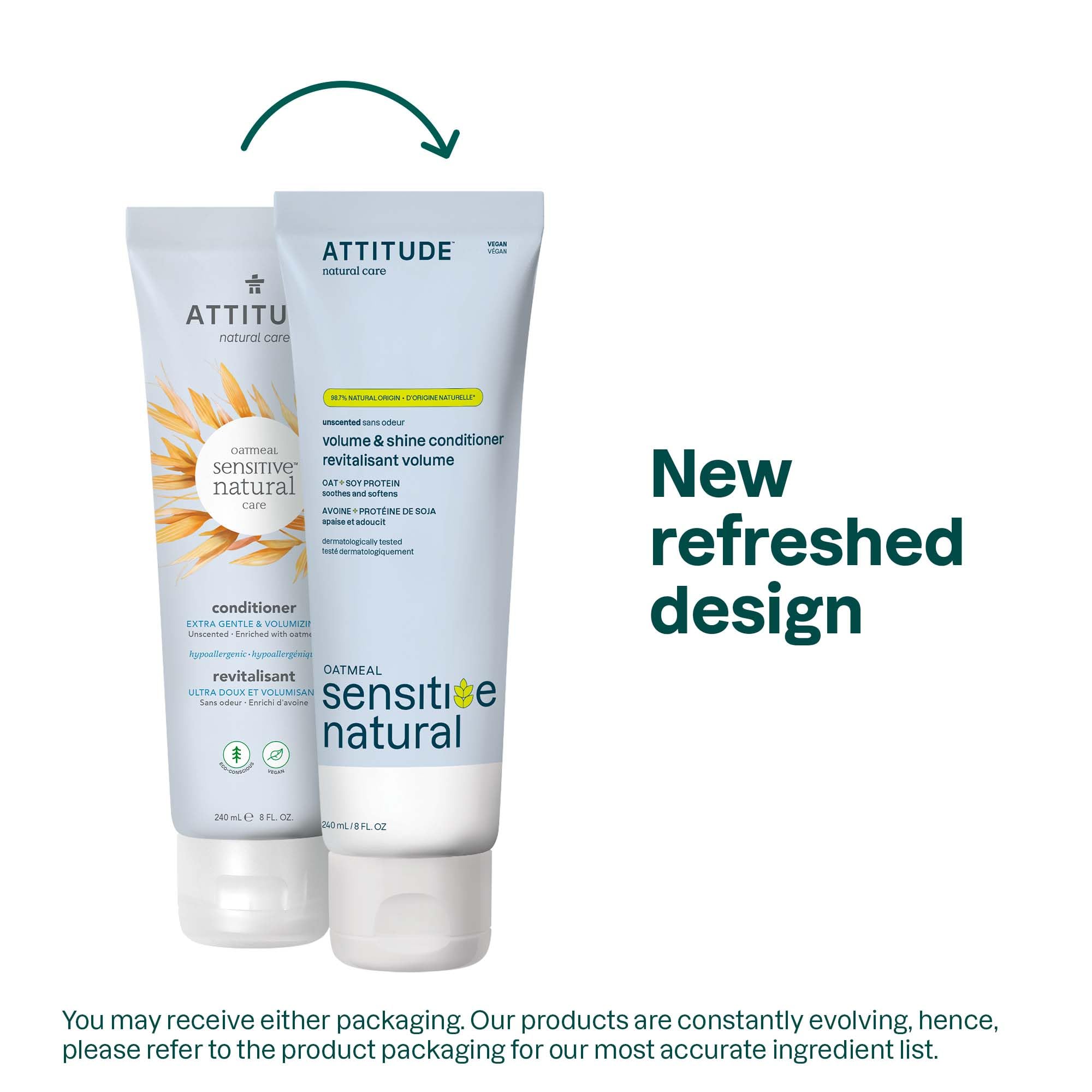 ATTITUDE: crème-texture de l’après-shampooing, application facile et coiffage sans silicone.