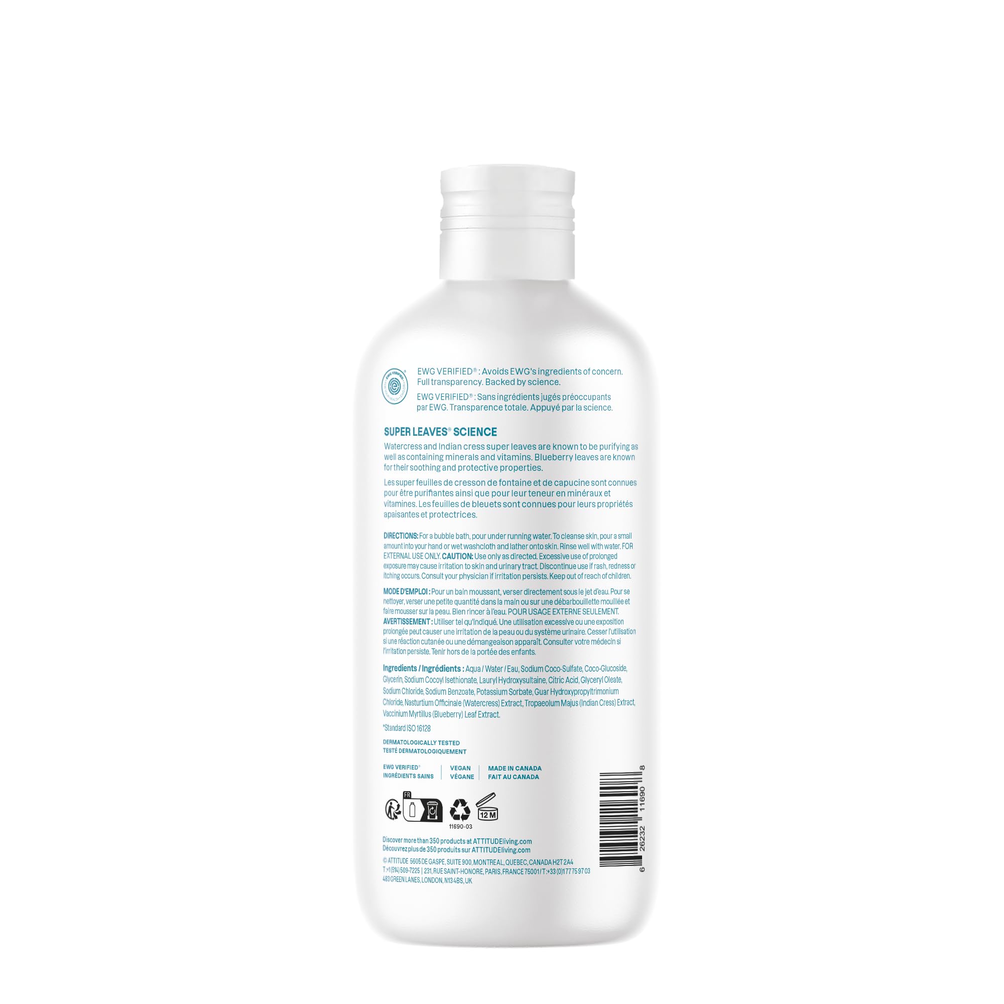 ATTITUDE Bulle Bain: emballage recyclable en HDPE pour une routine responsable.