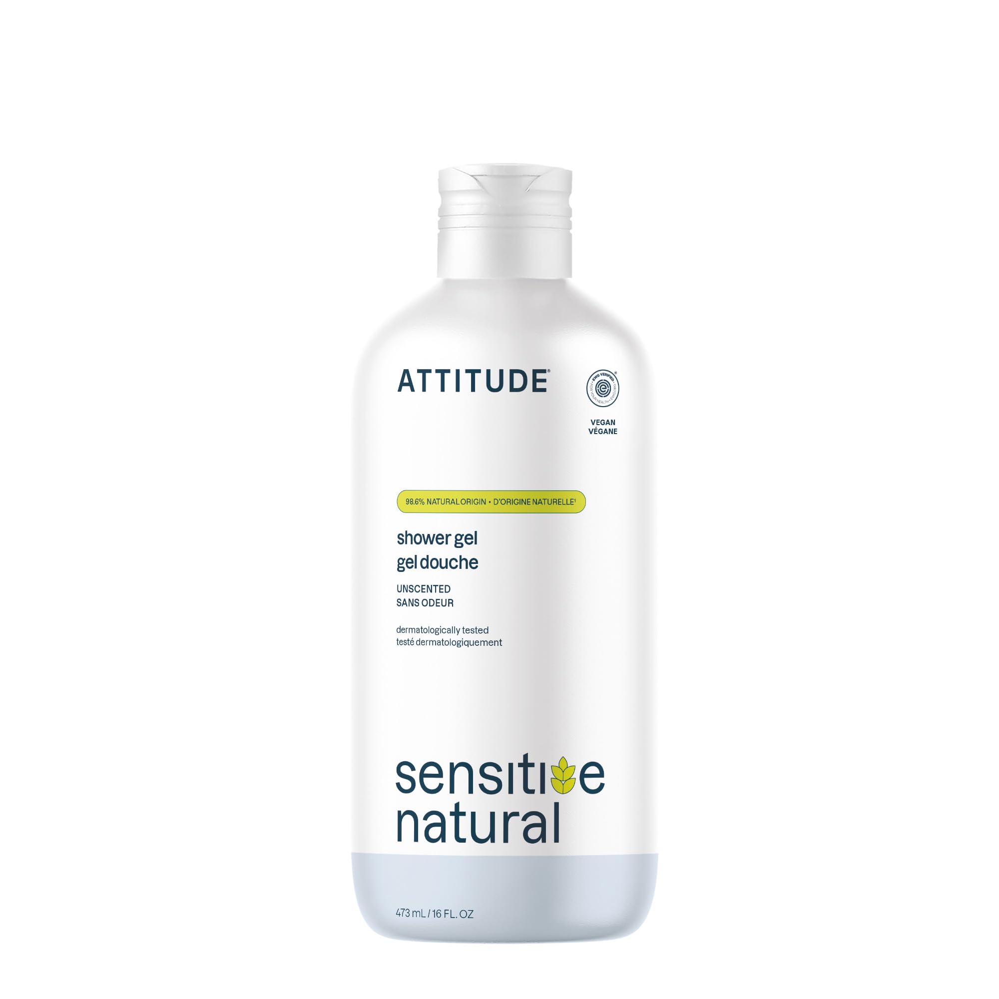 ATTITUDE Gel Douche bouteille sans senteur, parfait pour peaux sensibles