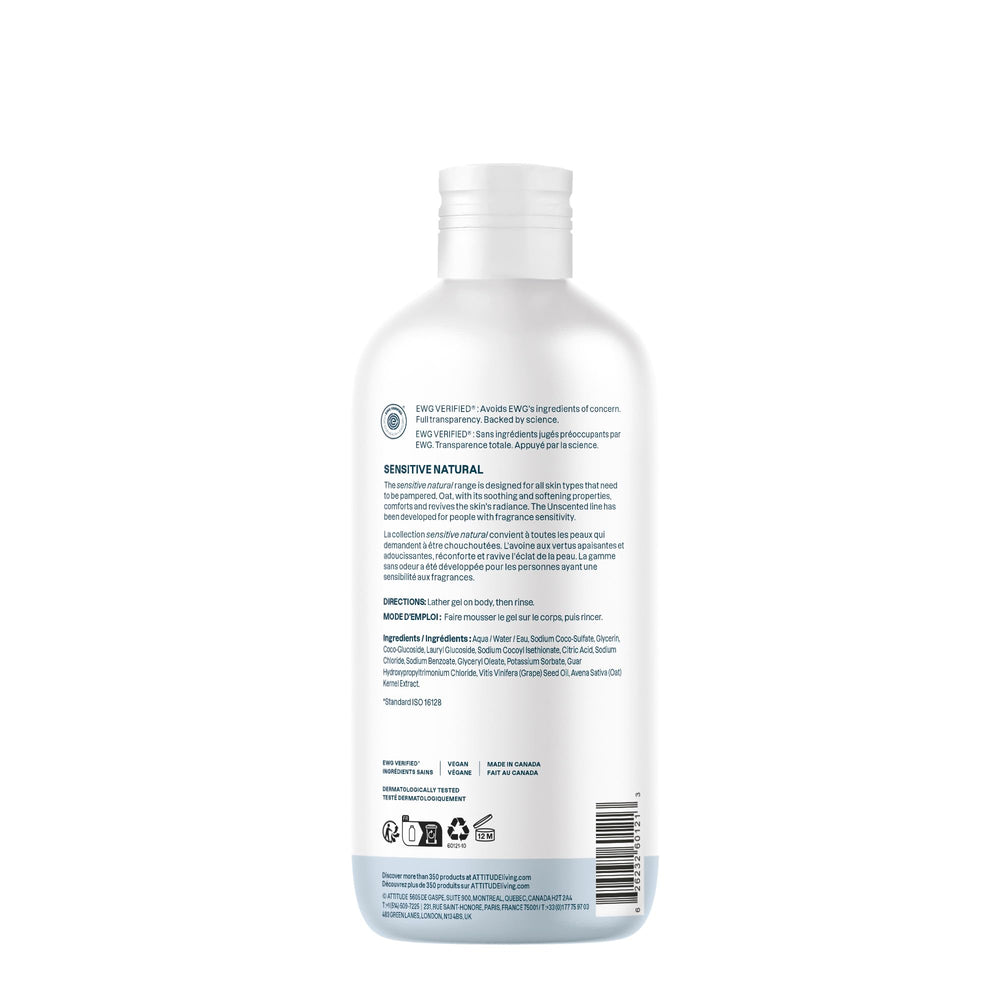ATTITUDE Gel Douche sans parfum, routine quotidienne idéale