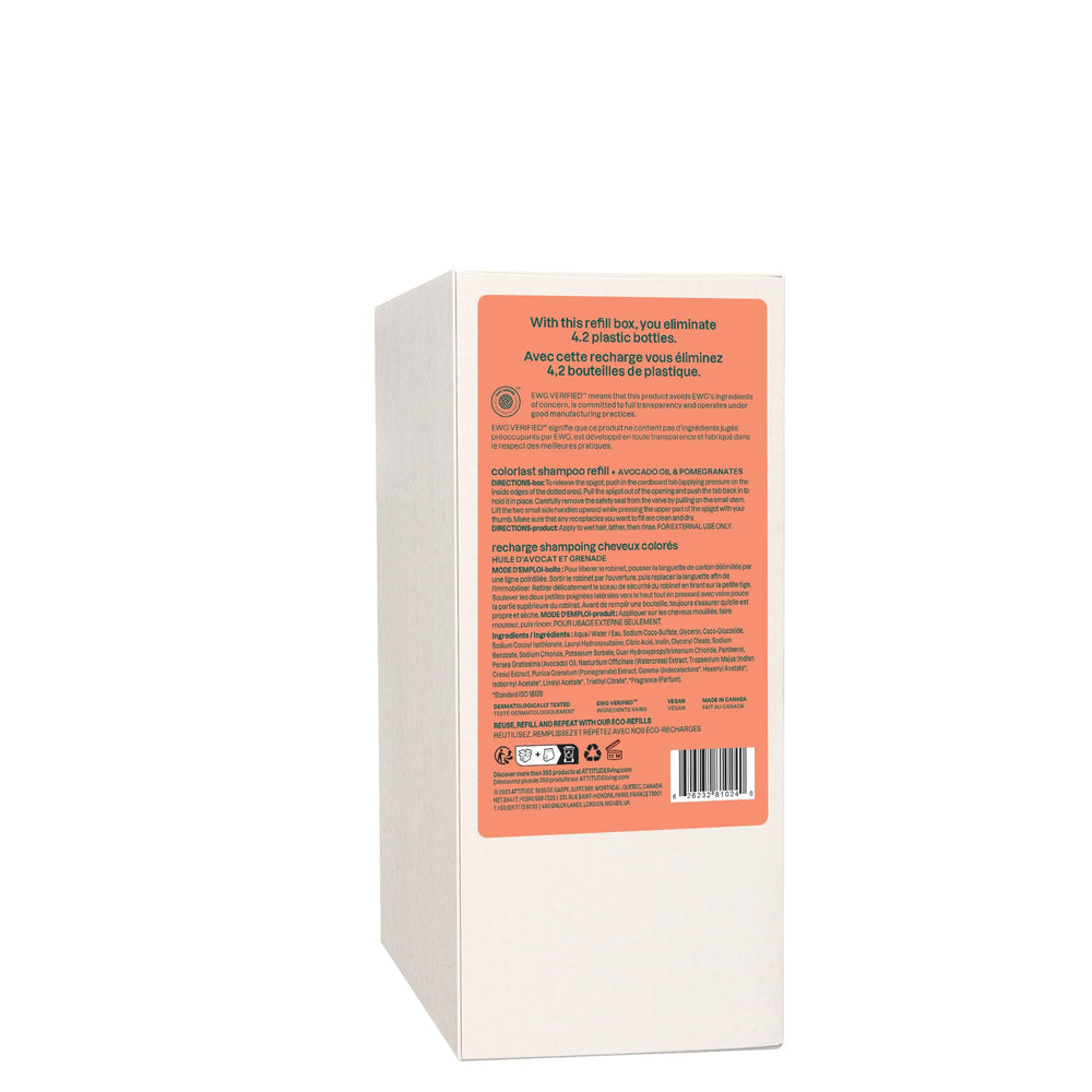 ATTITUDE Colorlast Shampoing : emballage recharge pratique pour renouveler votre flacon.