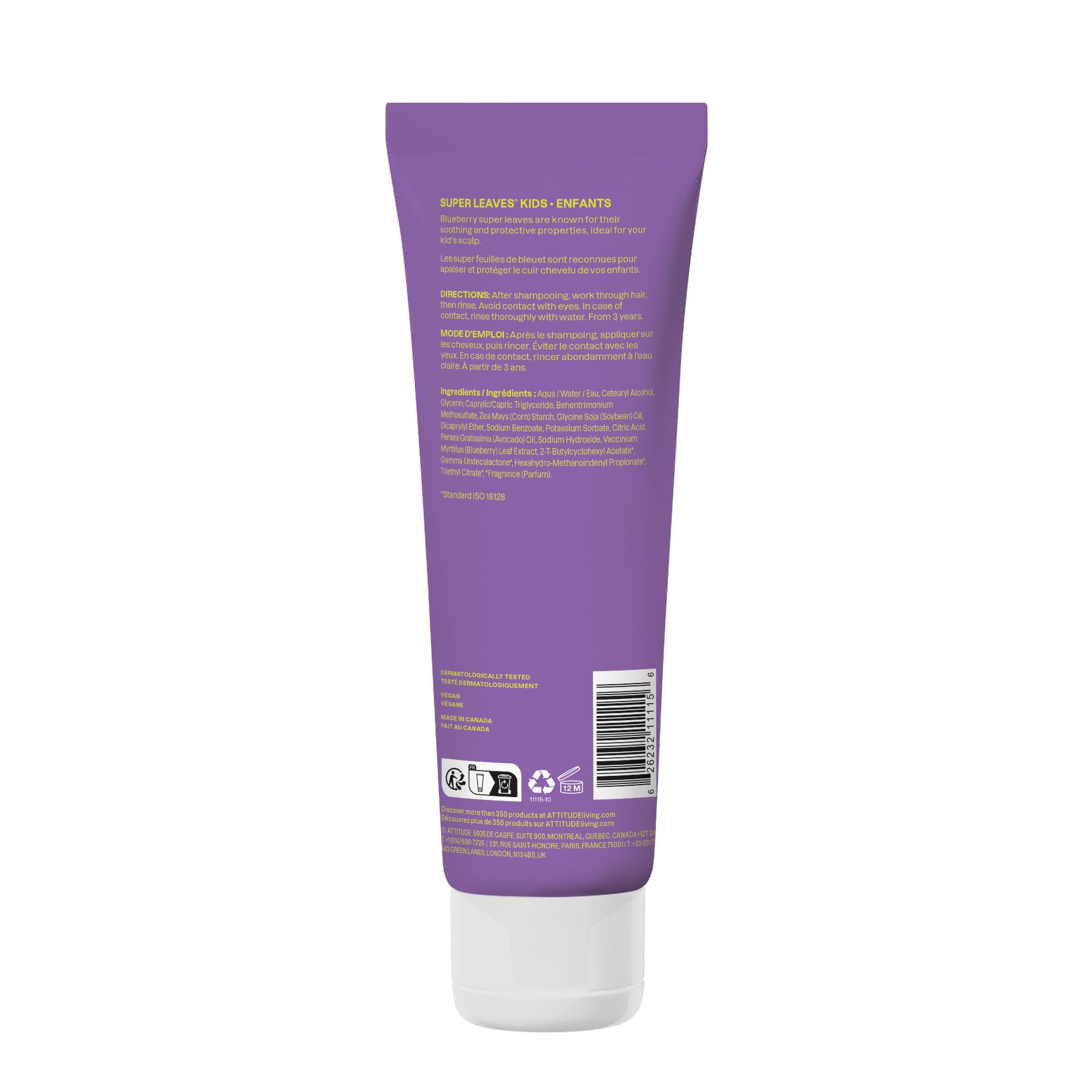 ATTITUDE conditionneur enfant — emballage recyclable, option respectueuse de l’environnement.