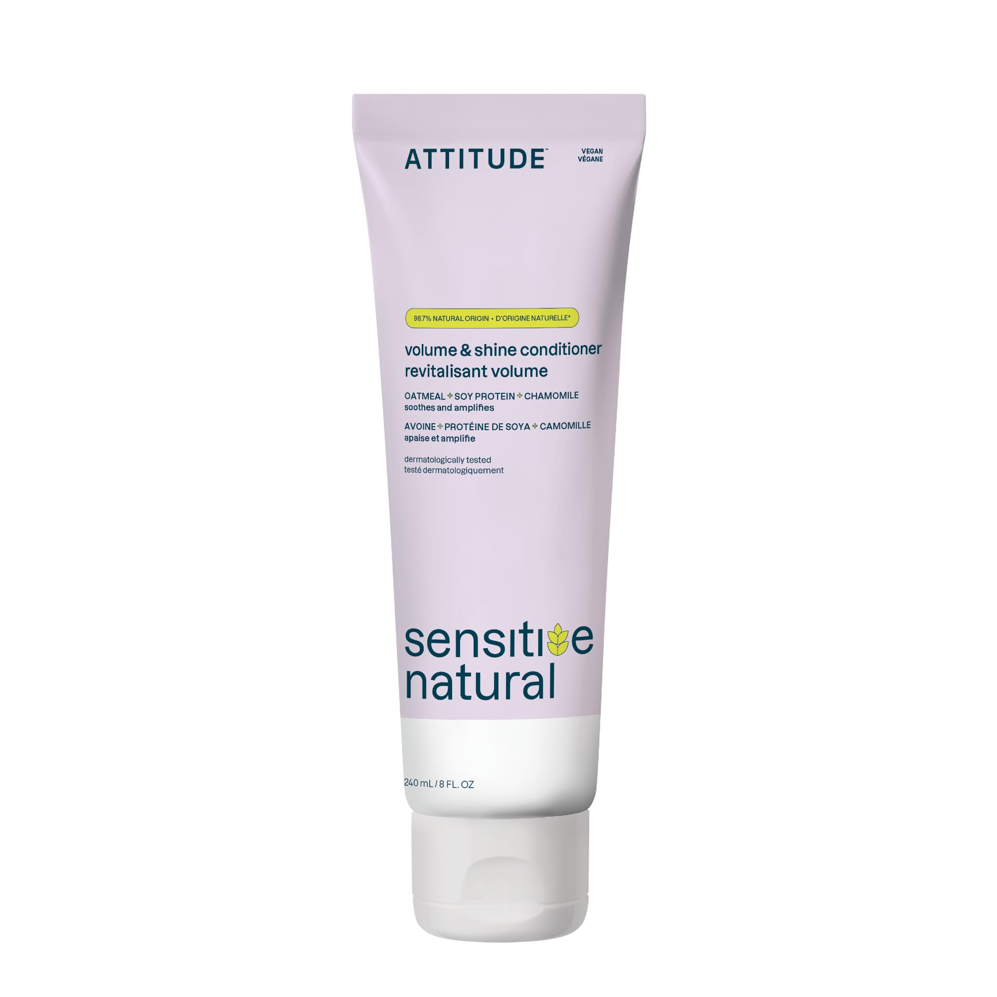 ATTITUDE Soin après-shampooing Volume et Brillance – flacon pratique pour cheveux fins.