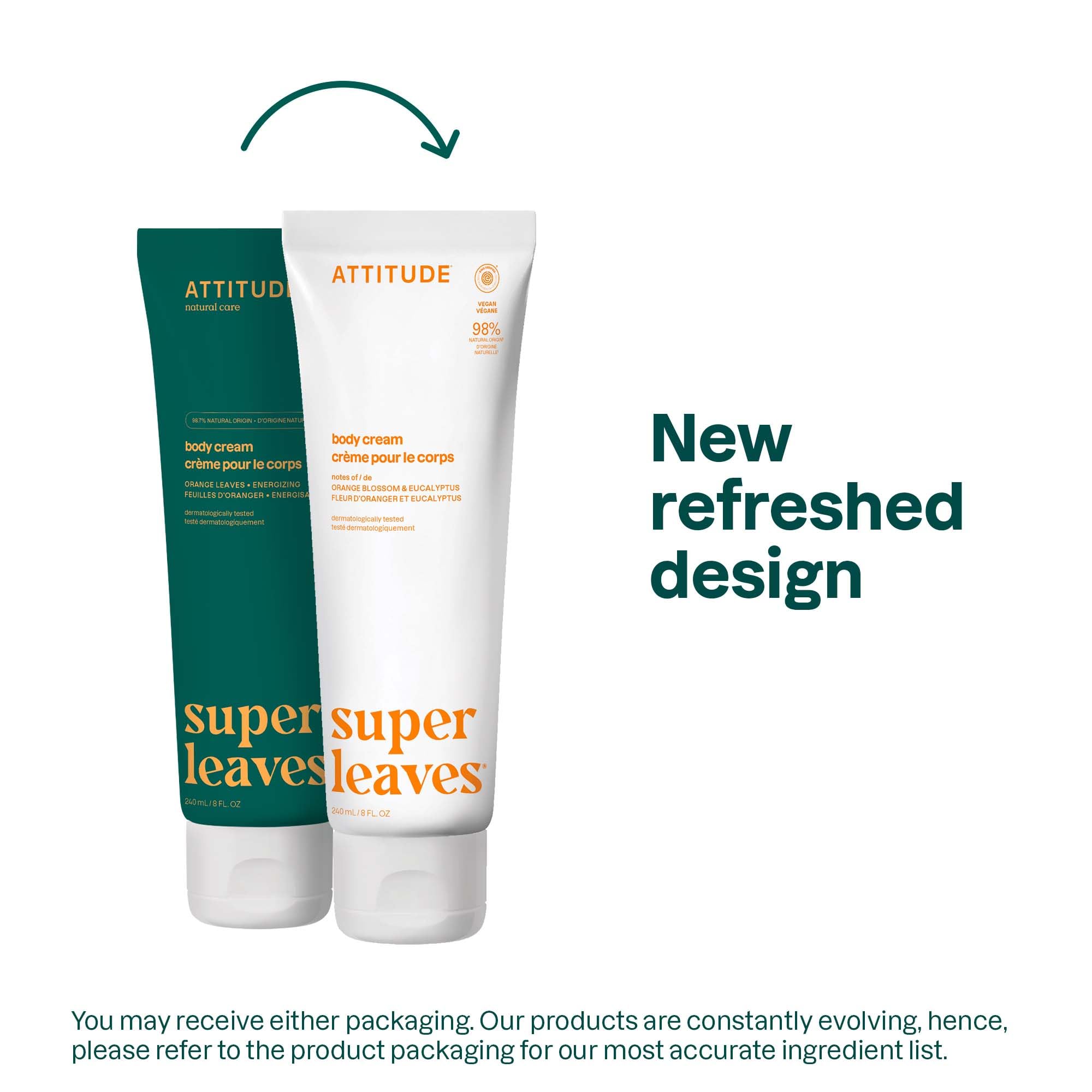 ATTITUDE Crème pour le corps, absorption rapide, peau douce sans résidu gras.