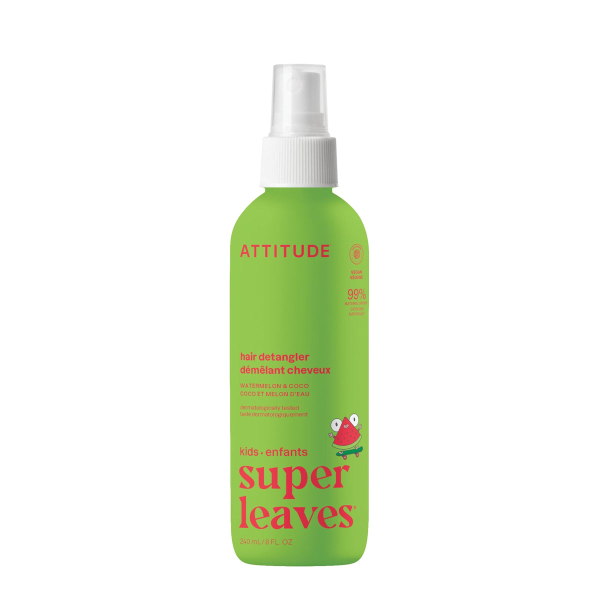 Attitude Démêlant Cheveux Enfants Watermelon Coco – bouteille recyclable pratique.