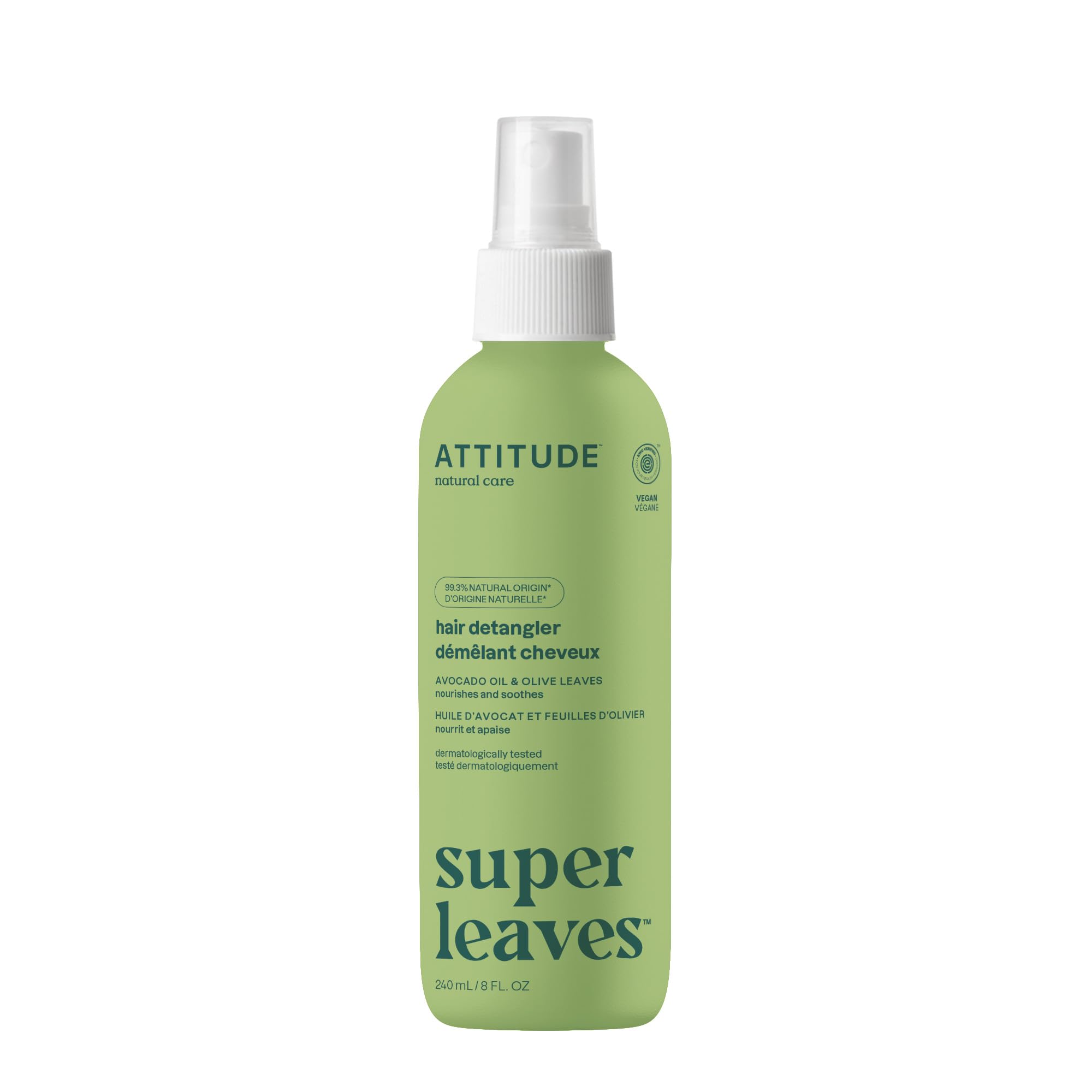 ATTITUDE Démêlant Spray – bouteille pratique pour démêler cheveux humides en douceur.