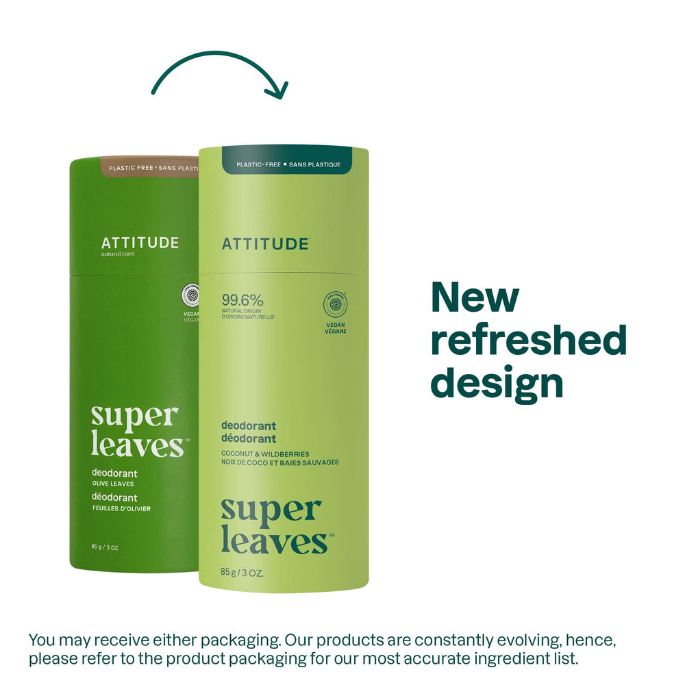 ATTITUDE déodorant en bâton, feuilles d’olive, parfum discret et fraîcheur durable.