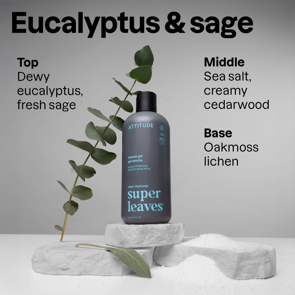ATTITUDE Gel Douche – ingrédients 98% naturels, cresson revitalisant.