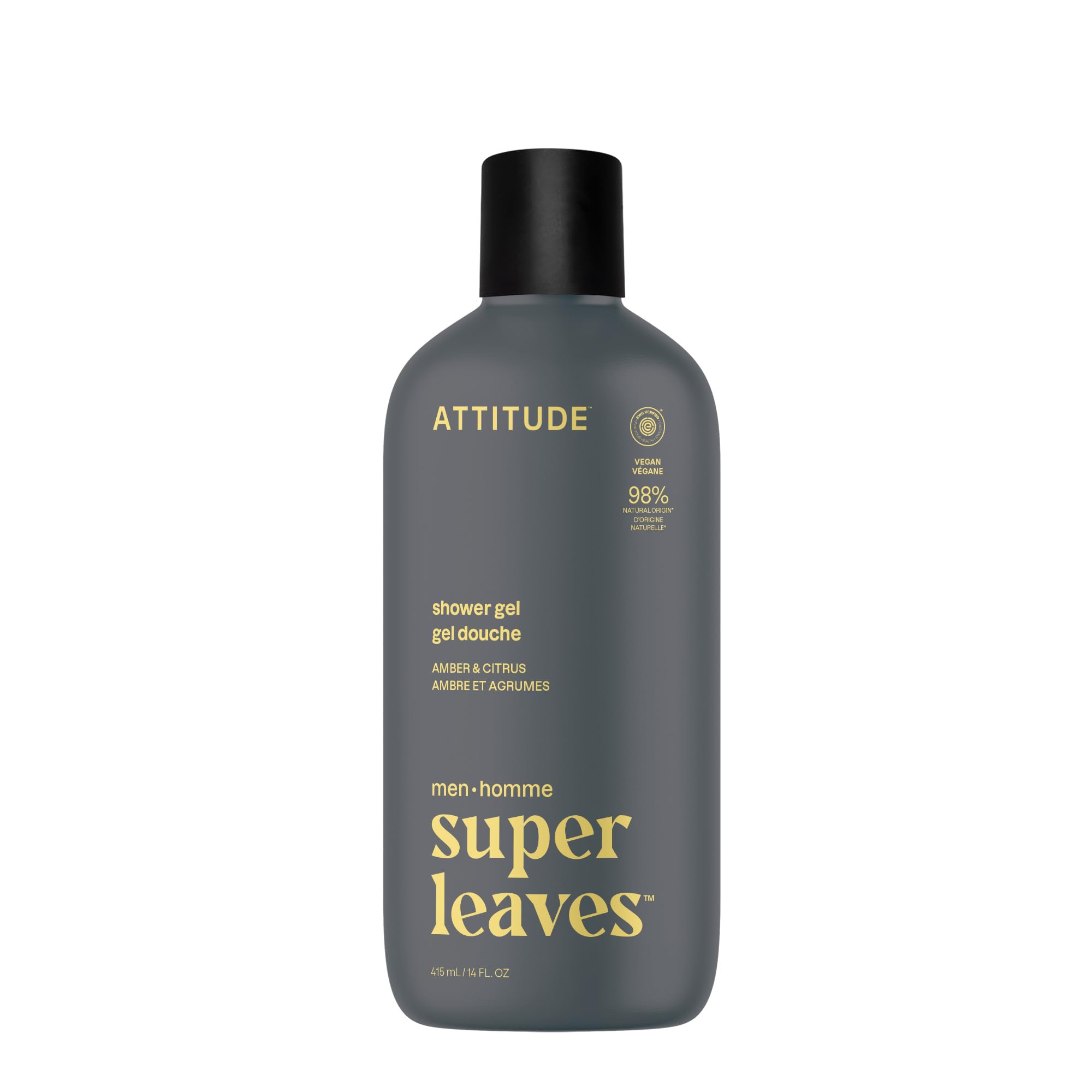 ATTITUDE Gel Douche Hommes flacon ambre et citrus, senteur raffinée pour le quotidien