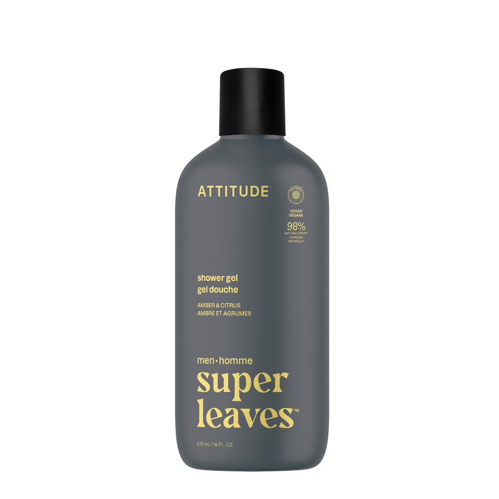 ATTITUDE Gel Douche Hommes flacon ambre et citrus, senteur raffinée pour le quotidien