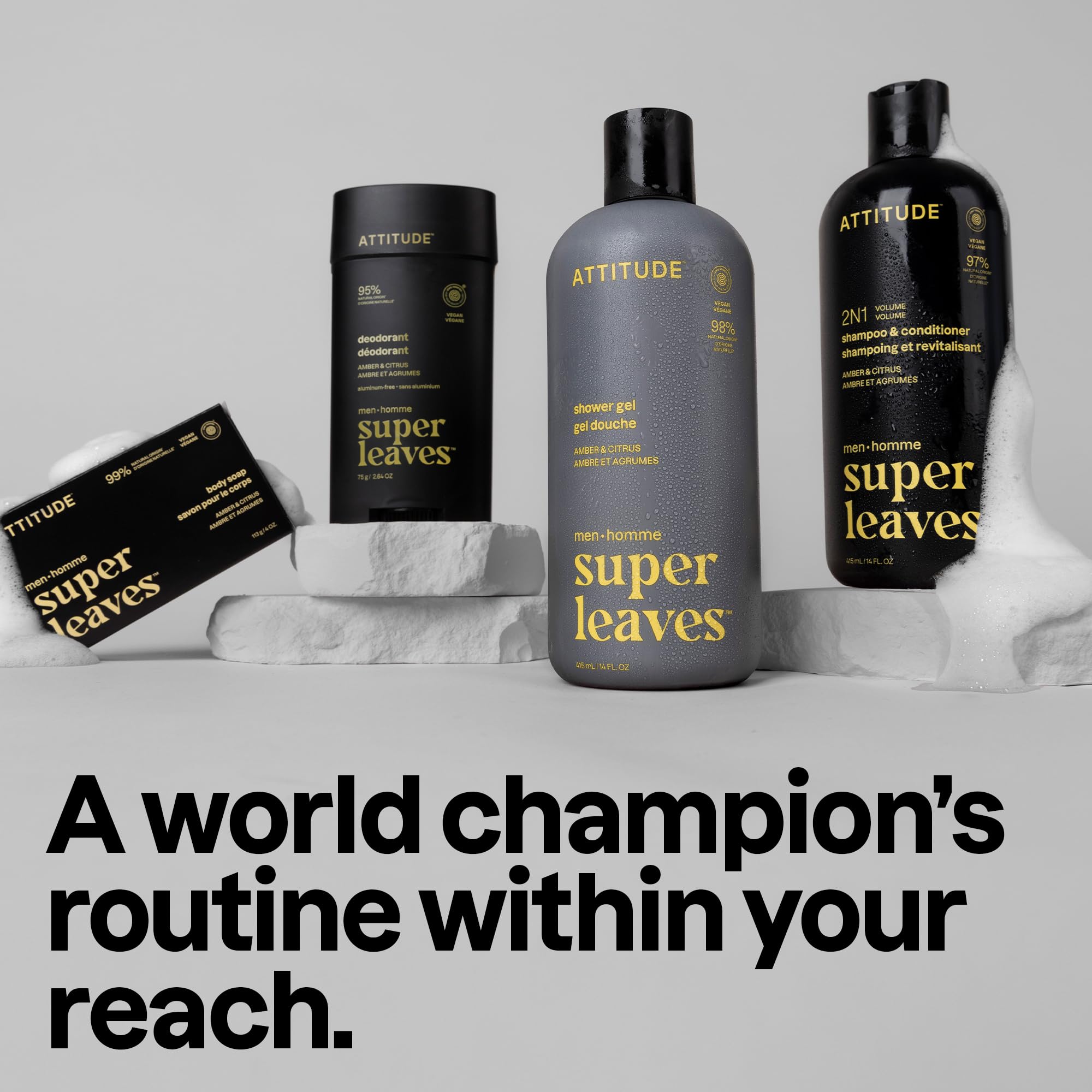 ATTITUDE Gel Douche Hommes usage quotidien, nettoyage en douceur